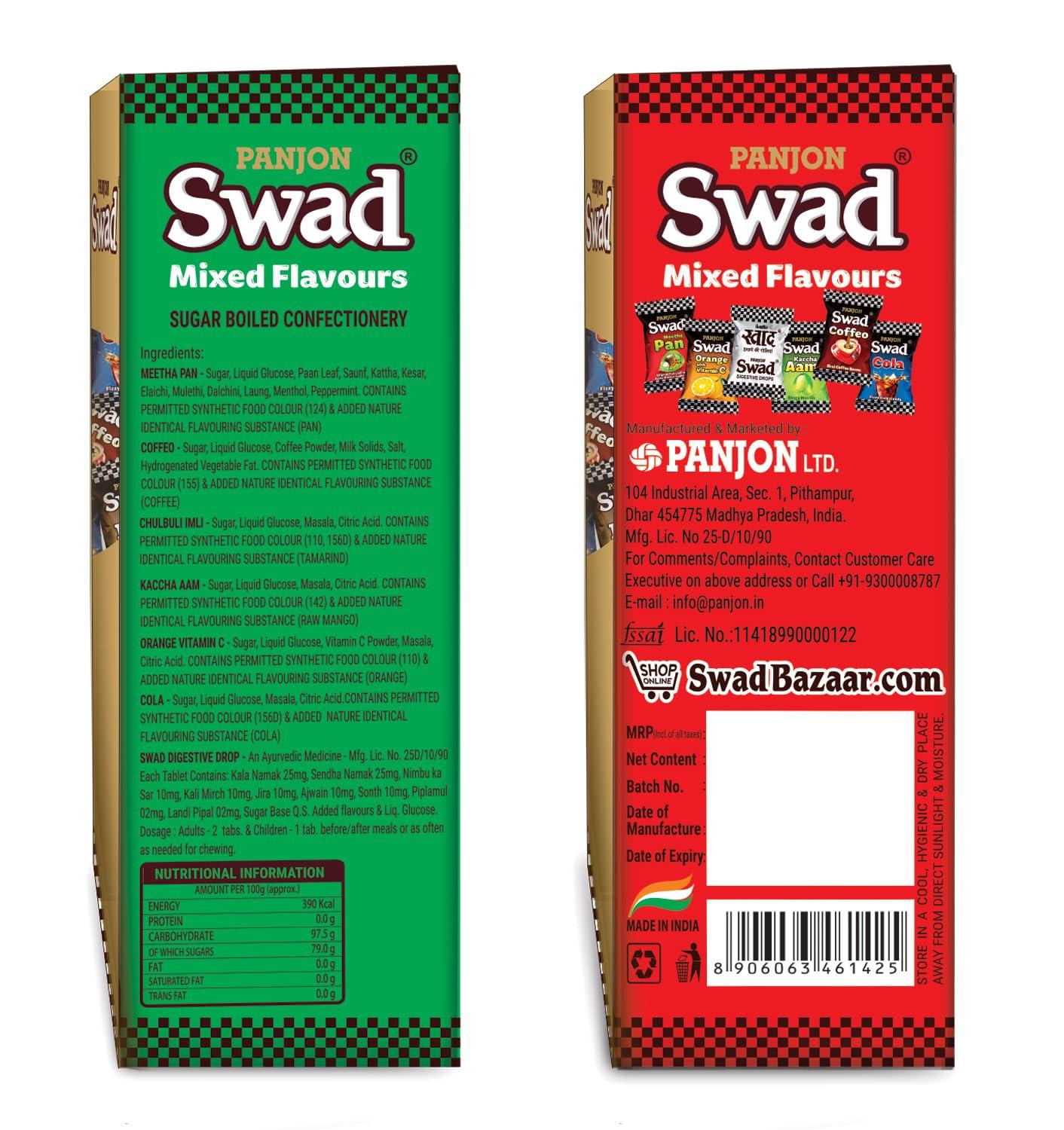 Swad Swad Gift Box, Mixed Flavours Candy (Imli, Pan, Kaccha Aam, Coffee, Cola, Orange) 125 Toffee x 2 Box Pack