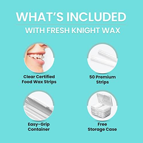 FRESH KNIGHT Braces Wax,10 Pack Bright & Fun Colors. Dental Wax for Braces. Unscented & Flavorless - Premium Orthodontic Wax for Braces.10 Pack- 50 Total Wax Strips, FREE Storage Case. Food Grade Brace Wax.