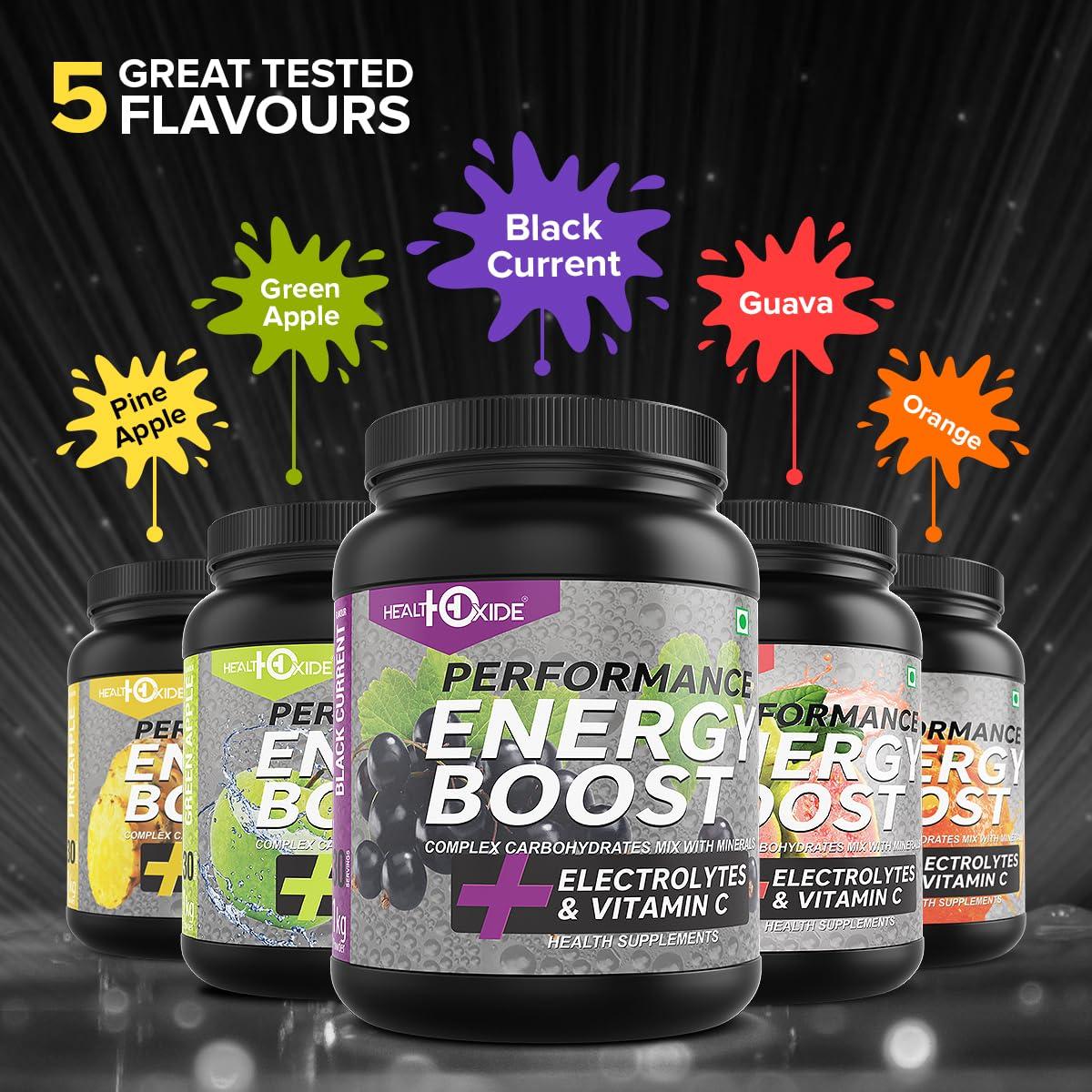 HEALTHOXIDE Healthoxide Energy Boost Powder for Extra Power, Advance Performance, Power Booster Drink, Electrolytes & Vitamin C, Pre-workout, Guvava, Best for beginners