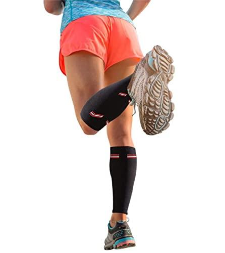 NEVER QUIT NEVER QUIT Calf Brace Shin Splint Compression Lower Leg Wrap Support for Torn Calf Muscle, Strain, Sprain, Pain Relief, Tennis Leg, Injury for Men and Women (Large, Black)