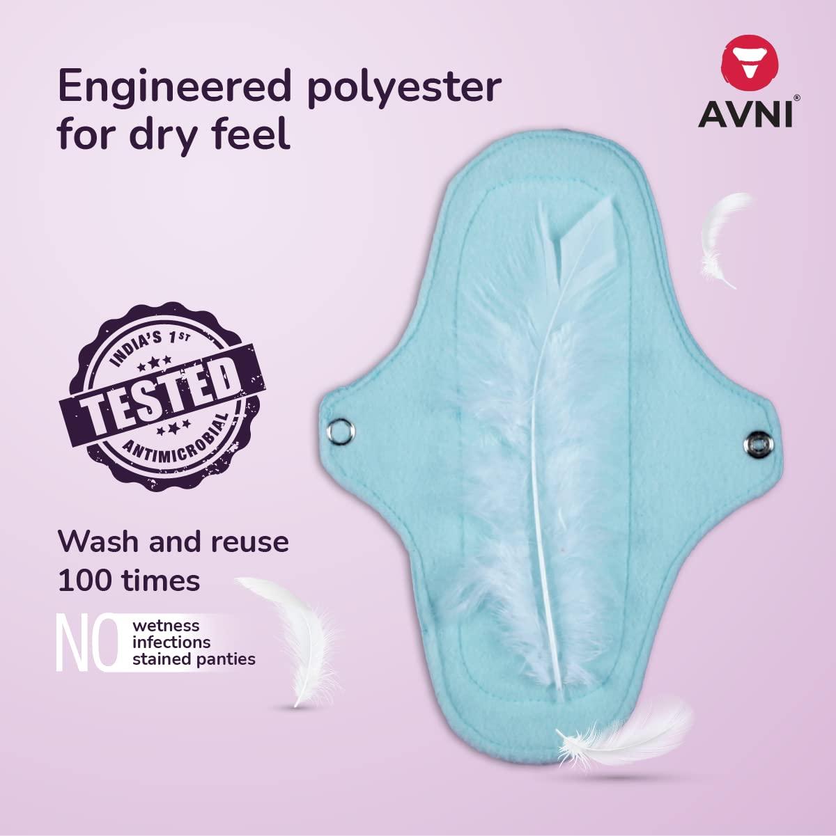 Avni Avni - Fluff Panty Liner | Small - 200MM, Pack of 4 liners + 200 ml liquid detergent | Antimicrobial | Eco-Friendly and Reusable | Spotting Days | Breathable and Comfortable for Women