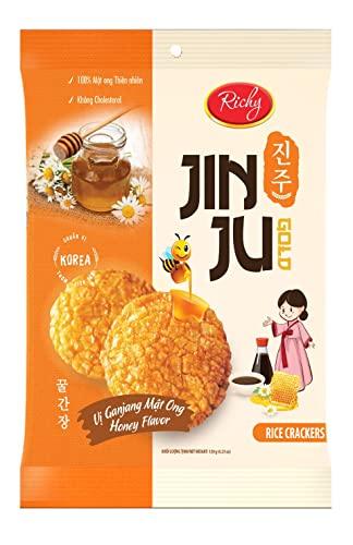 Richy Richy JIN JU Gold Rice Crackers Honey Flavor,18pc Pack | Korean Style Rice Crackers | + Richy Onion Crackers 333g