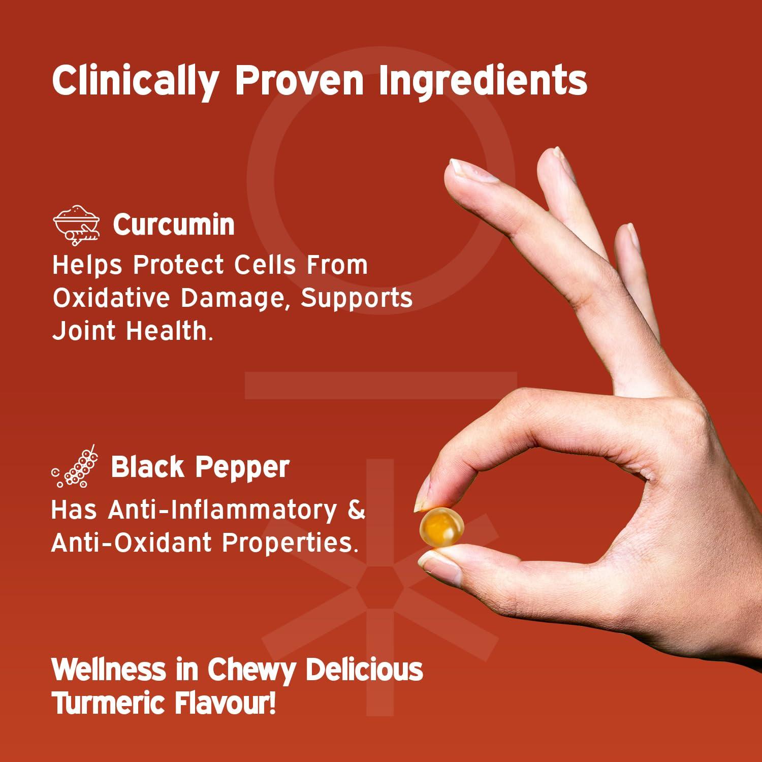 Nutriburst Nutriburst Turmeric Ultra Gummies With 95% Active Curcumin 800Mg & Black Pepper, Gut Health Management | Anti-Inflammatory & Digestion | Antioxidant & Anti-Ageing Skin | 30 Gummy