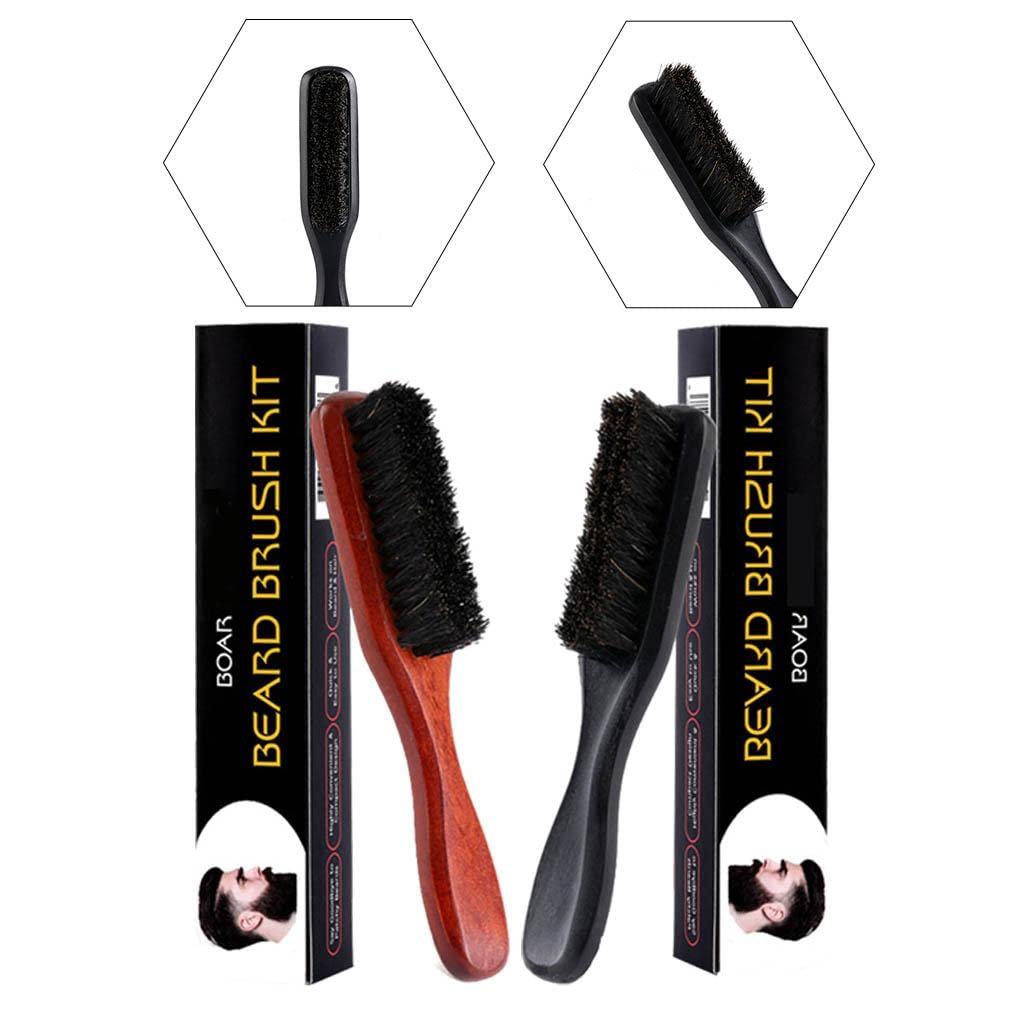 ELBME ELBME Long Handle Beard Brush Comb Soft Bristles Beard Grooming Brush Travel Black