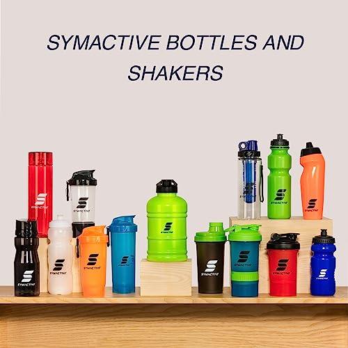 Amazon Brand - Symactive Amazon Brand - Symactive Leakproof Unbreakable Gym Protein Shaker Bottle with Rounded Bottom, Blender Ball & Hook, BPA-Free (Color: Blue, 700 ml),Plastic