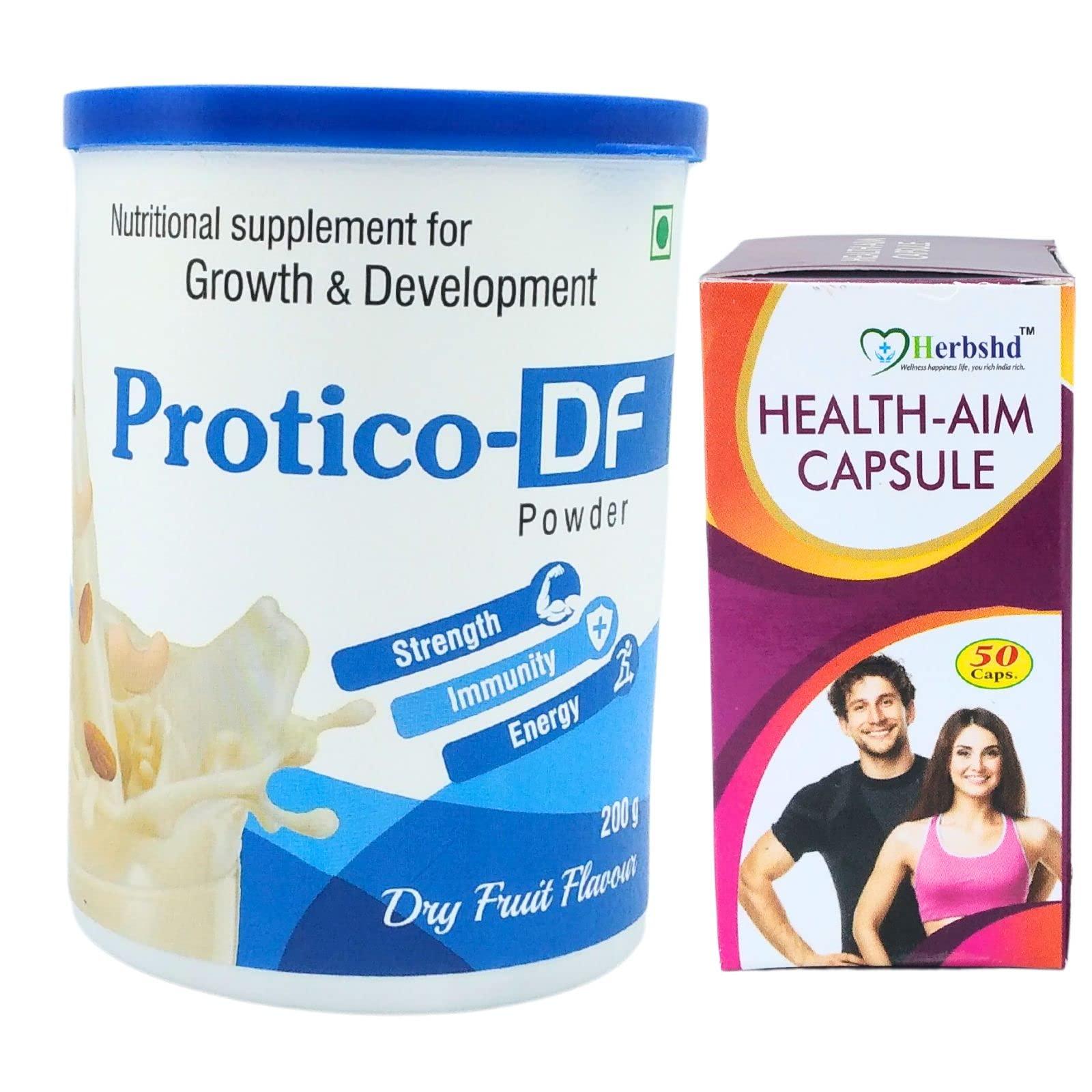 HERBSHD Shop Now Ayurvedic Health-Aim Capsule and Protico-DF Powder Growth & Development. (comdo pack)