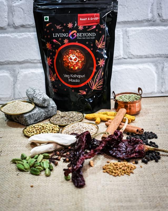 Living Beyond Living Beyond Pre-mixed Whole Spices Biryani Masala & Veg Kolhapuri Masala - (Combo, 100 grams Each)