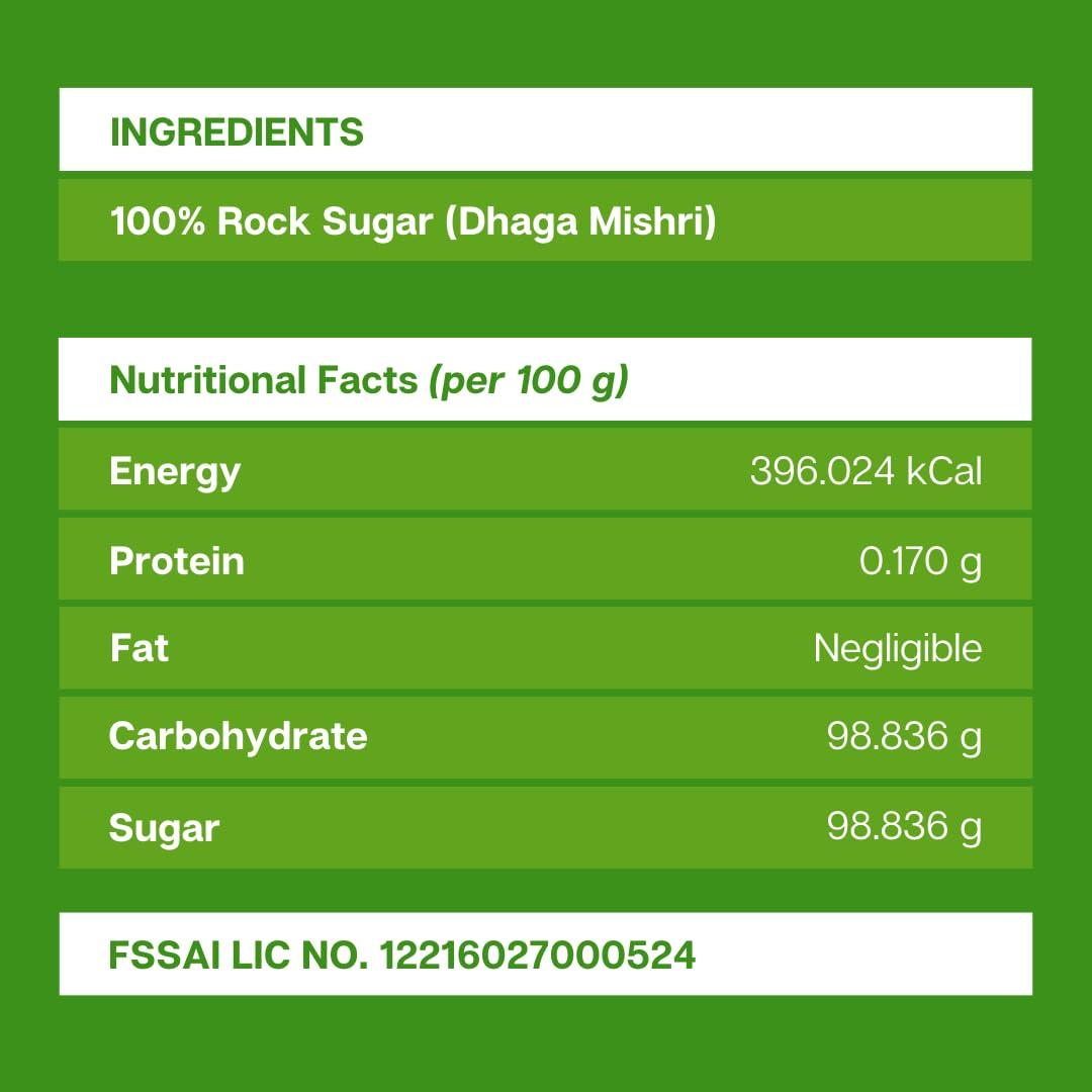PRO ORGANIC LIFE Pro Organic Life Dhaga Mishri - 2 kG - Rock Sugar - Thread Mishri | Mishri Candy | Crystal Sugar | Rock Candy Sugar