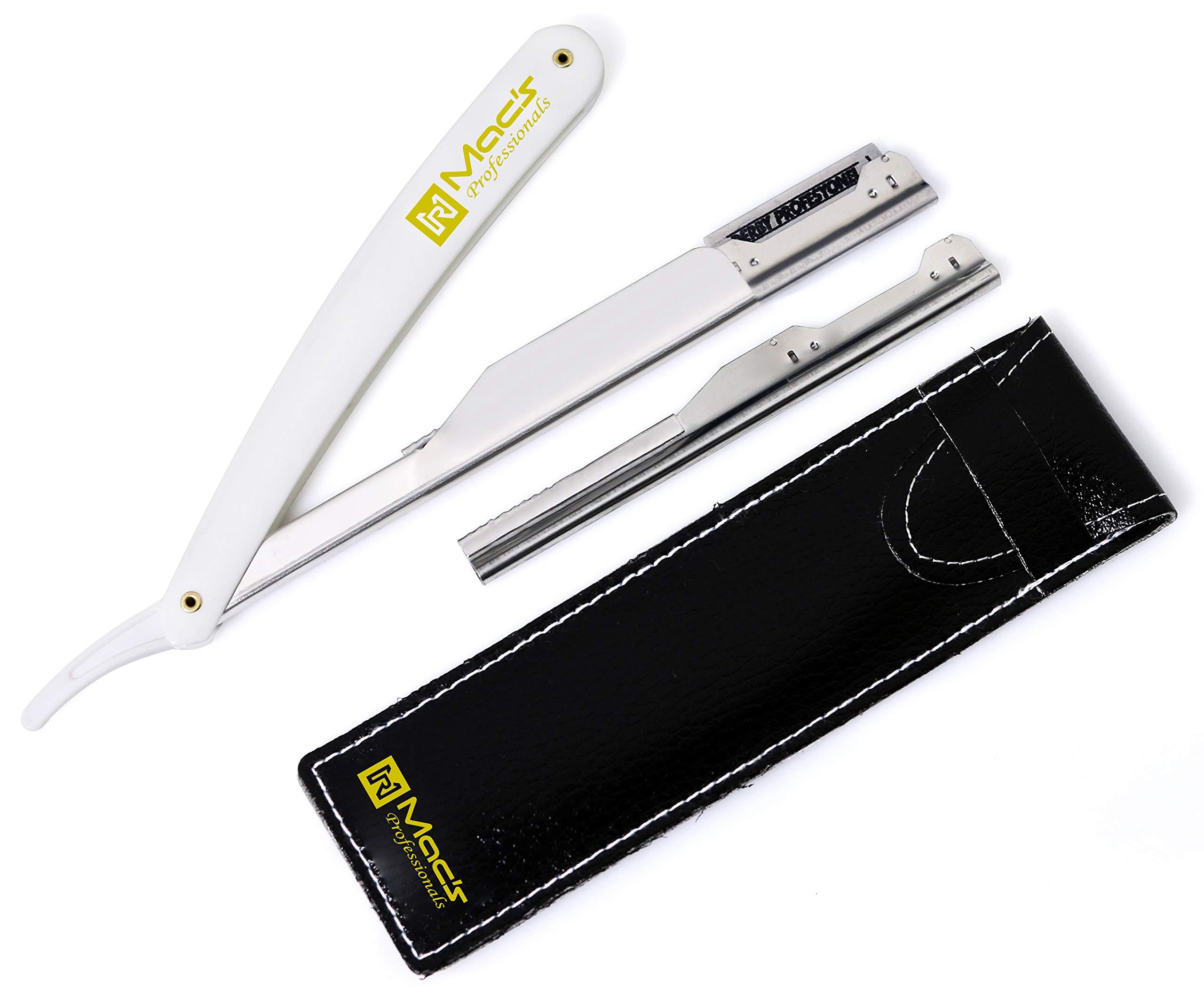 MacRazors+Products Professional Barber Straight Edge Barber Razors Macs Brand-50-01 (White Handle Razors)