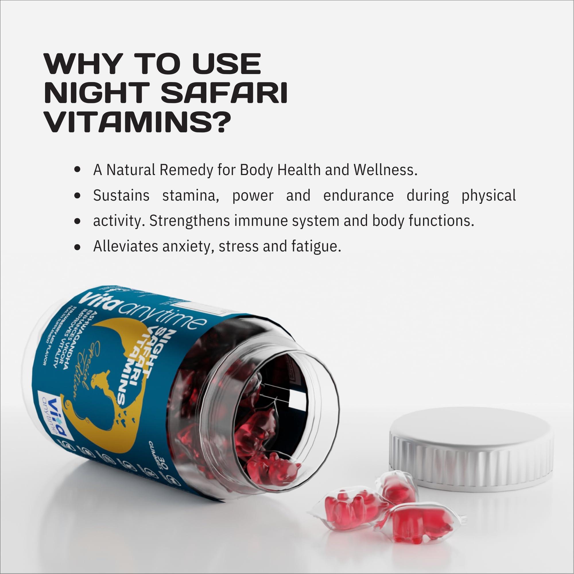 VITA ANYTIME Vita Anytime Ashwagandha Gummies For Men & Women | Relieves Stress & Anxiety | Promotes Mind & Body Relaxation| Strawberry Flavoured | 30 Gummies