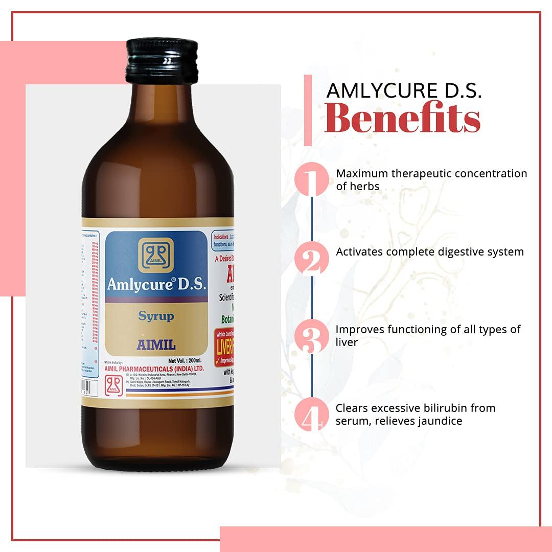 AIMIL AIMIL Amlycure D.S. Syrup -200ml | Ayurvedic Liver Health Protector  Natural Liver Herbal Tonic | Metabolism Booster