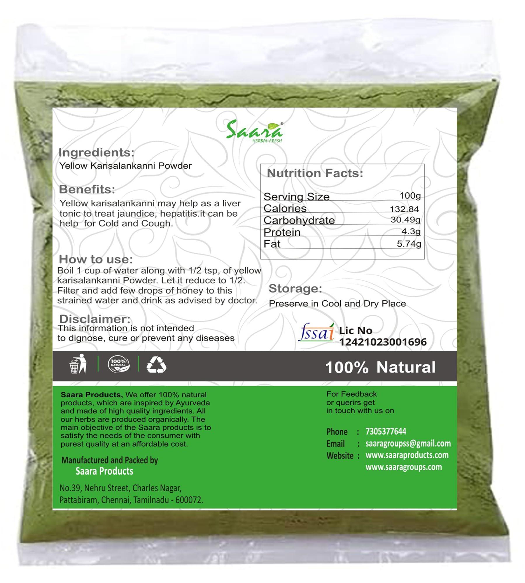 SAARA SAARA Karisalankanni Powder, 101G | Bhringraj Powder | Kayonni | Eclipta Alba | False Daisy Leaves Powder, Used To Treat Liver Disorder, (Pack Of 1 X 101G), Vegetable Masala