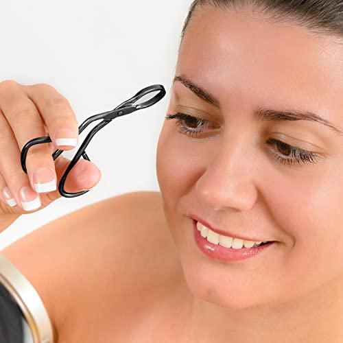 Hicarer 3 Packs Eyebrow Tweezers, Scissors Shaped Eyebrow Straight Tip Tweezers Clip, Flat Tip Tweezers Hair Plucker, Straight Tip Hairgripping Eyebrow (Black Plated)