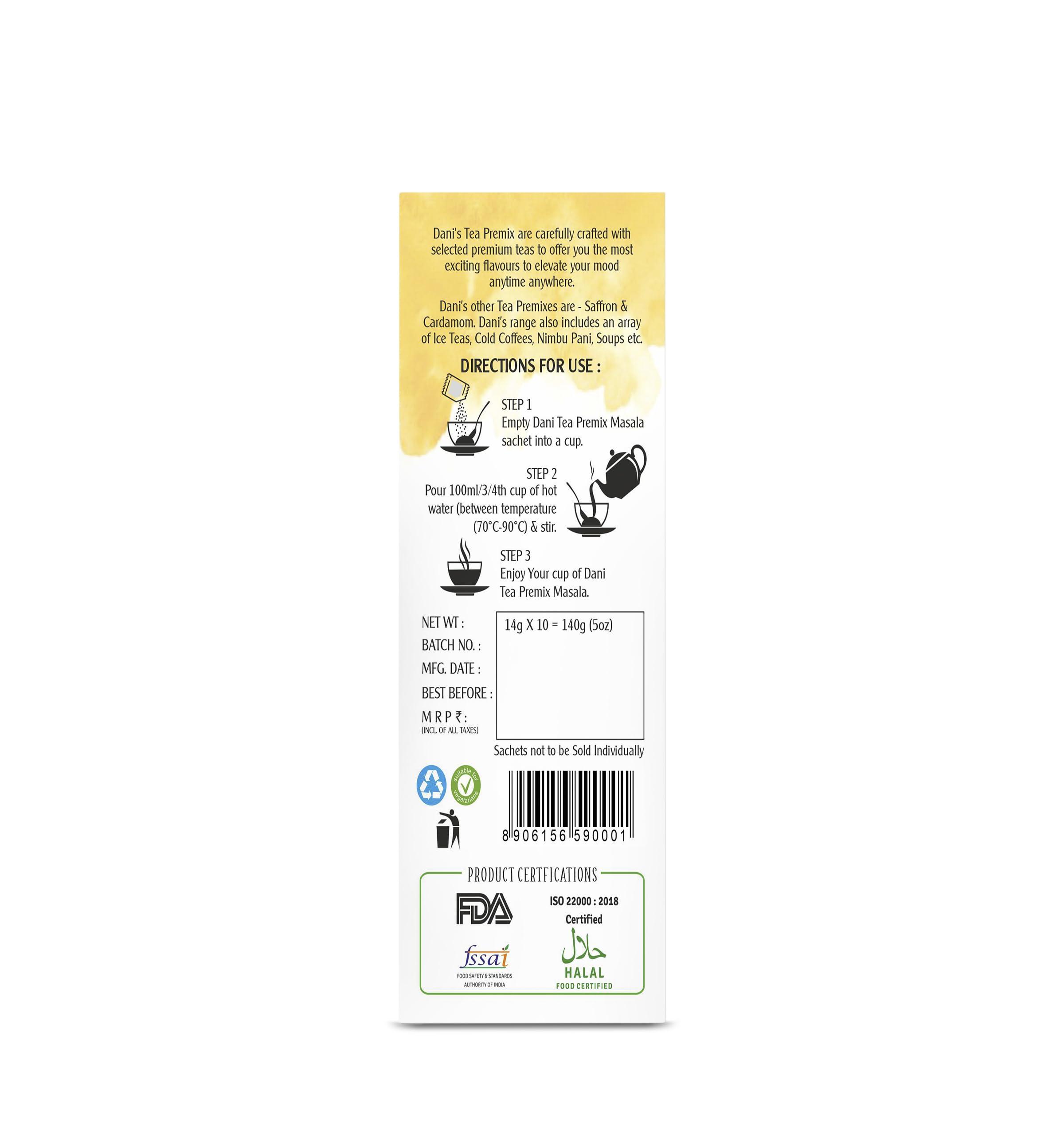 DANI Dani Masala Tea Premix - Preservative-Free Instant Hot Tea with Tea Masala (140g)