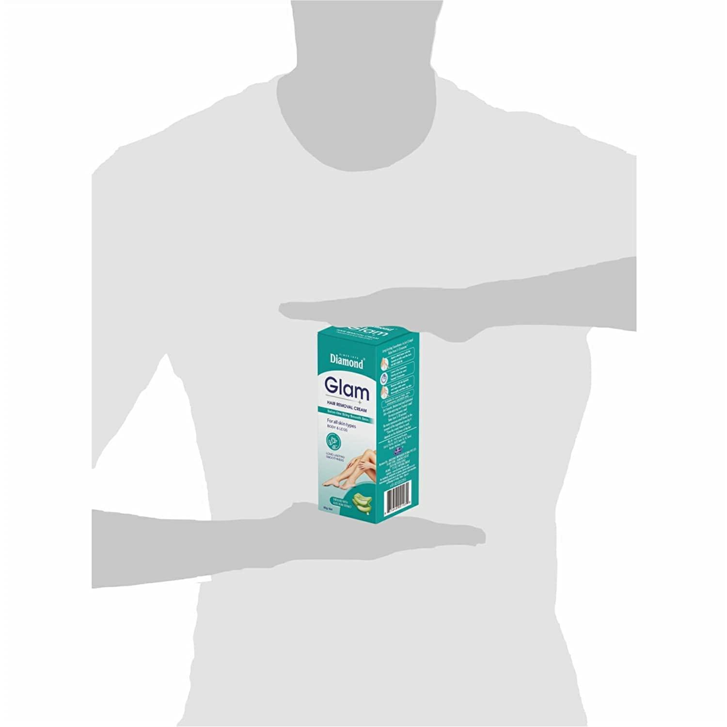 Diamond Diamond Glam Hair Removal Cream for Women With No Ammonia Smell, Normal Skin,Bikini line, Aloe Vera Cream -60g | Suitable for Legs, Underarms, Bikini Line, Arms(Pack of 3)