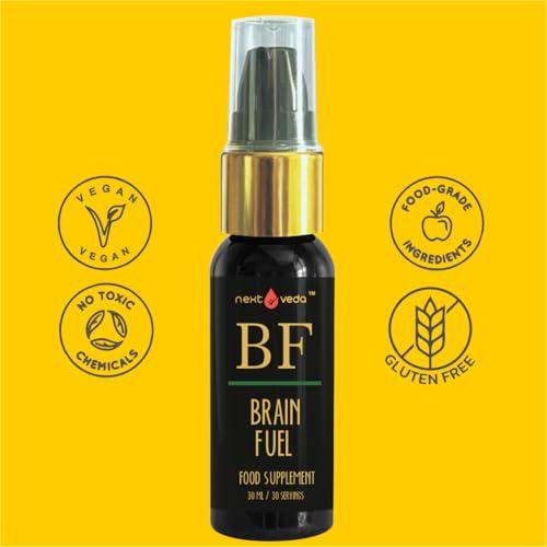 next veda Nextveda Ayurvedic Brain Fuel Food Supplement Spray Concentration (30ml) | Prana Infusion Technology Made Natural Oral Spray For Enhanced Focus | Memory Retention