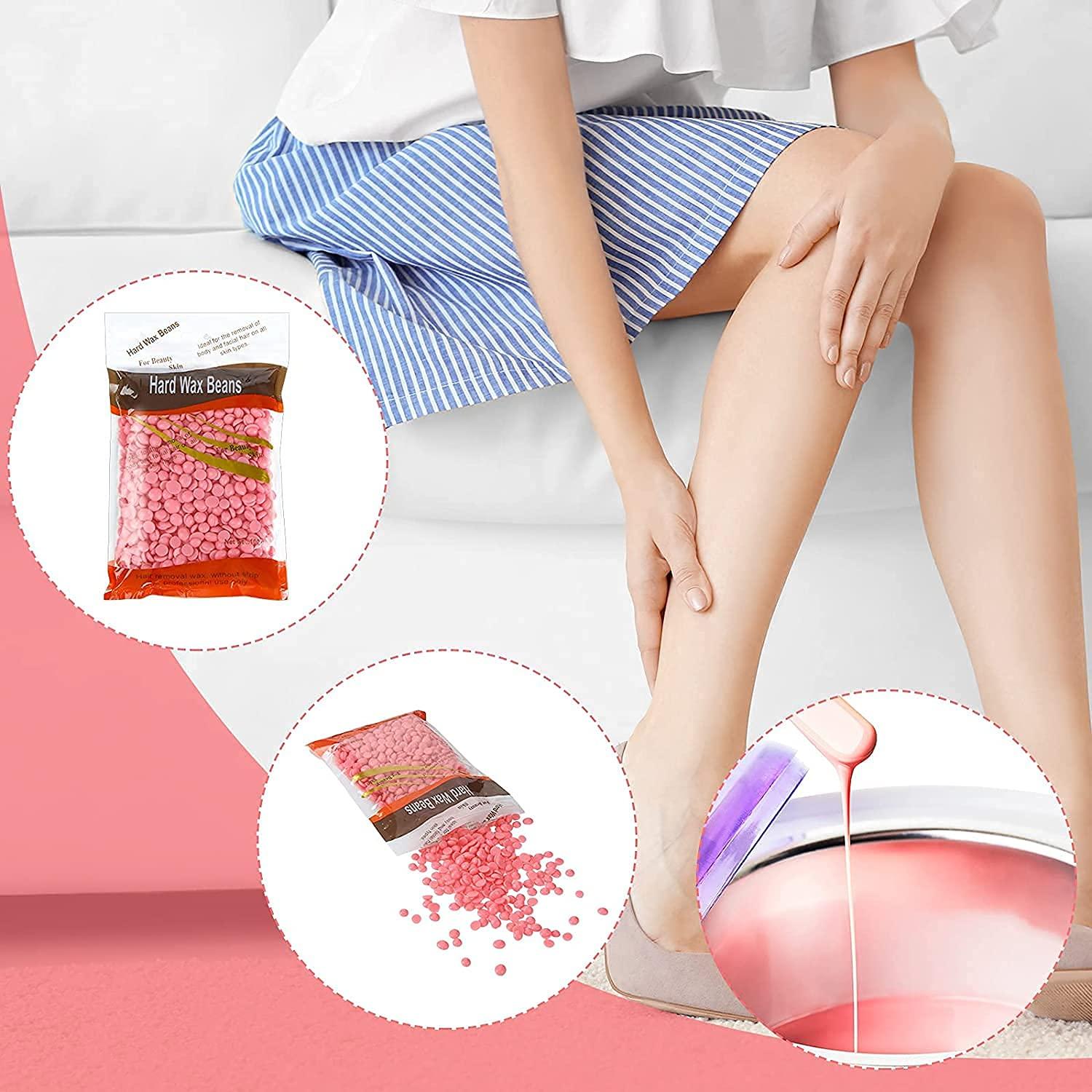 LRHAK LRHAK Wax Heater For Women, Professional Wax Machine Hot Wax Warmer Waxing Automatic Wax Heater, Hair Removal Waxing Kit Women All Skin Types Hands, Legs, Underarms, Bikini, Intimate Area Waxing Combo Kit (Wax Beans 100gm)