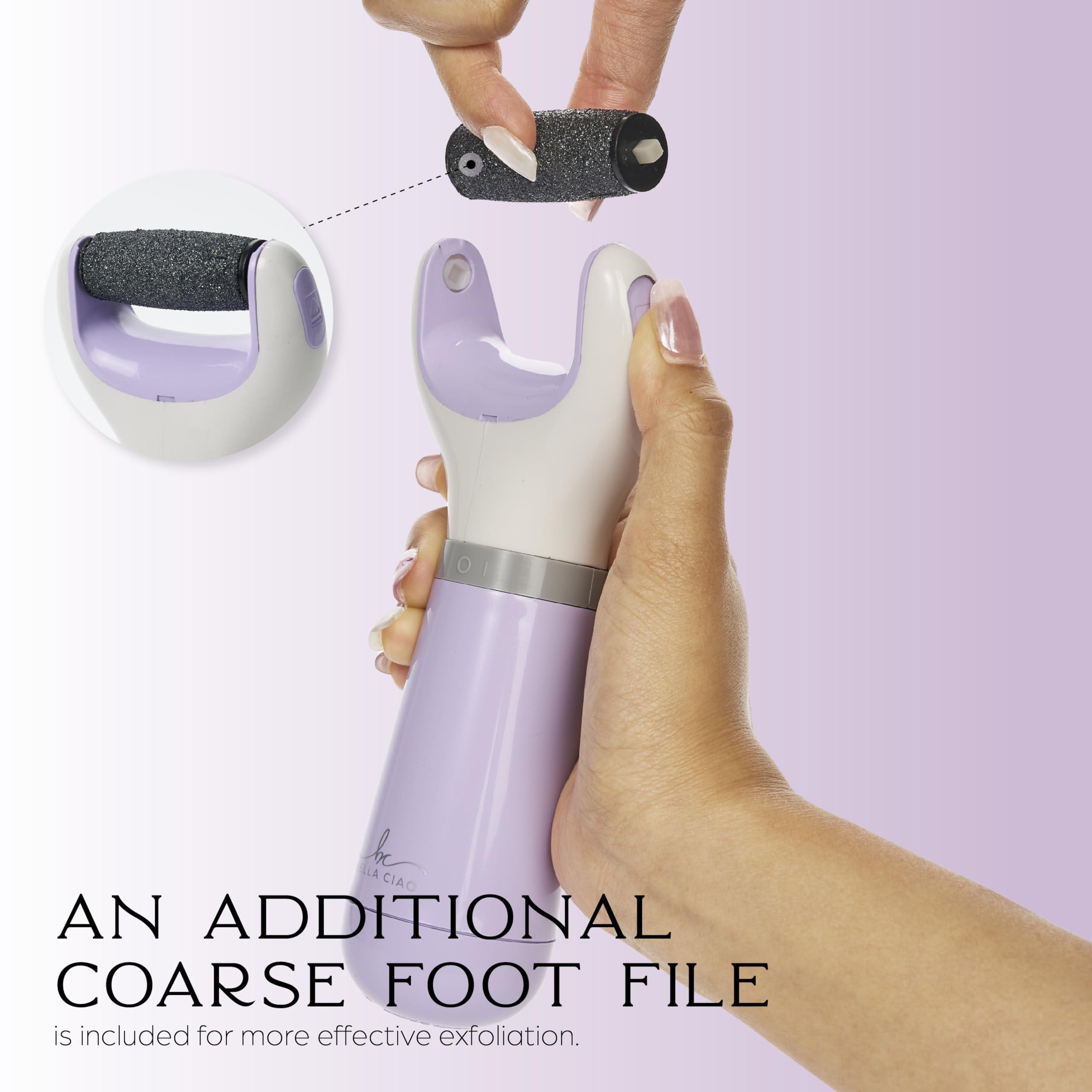 Bella Ciao Bella Ciao Cordless Callus Remover for Feet|Batt Oper 2 Speed Foot Scrubber for Softer Feet|Spinning Pumice Stone for Feet w/LCD Display|Includes an Extra Pumice Head|Foot File, Callous Remover Tool