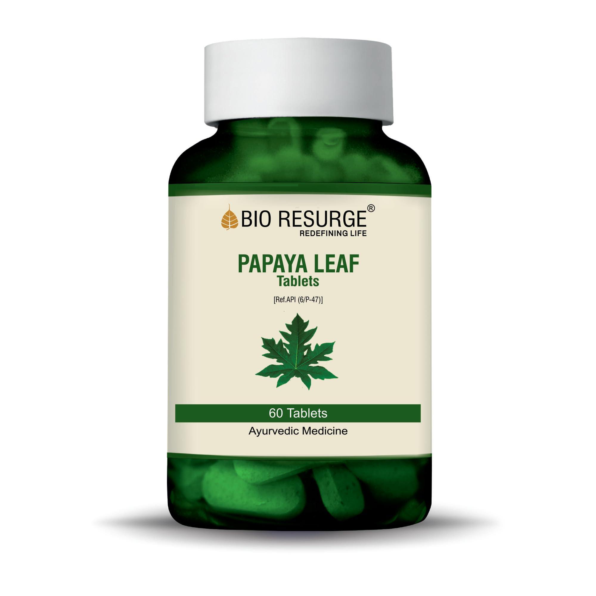BIO RESURGE LIFE Bio Resurge Papaya Leaf Extract Ayurvedic Manages Platelets Digestion Immunity 60 Tablets 750 mg