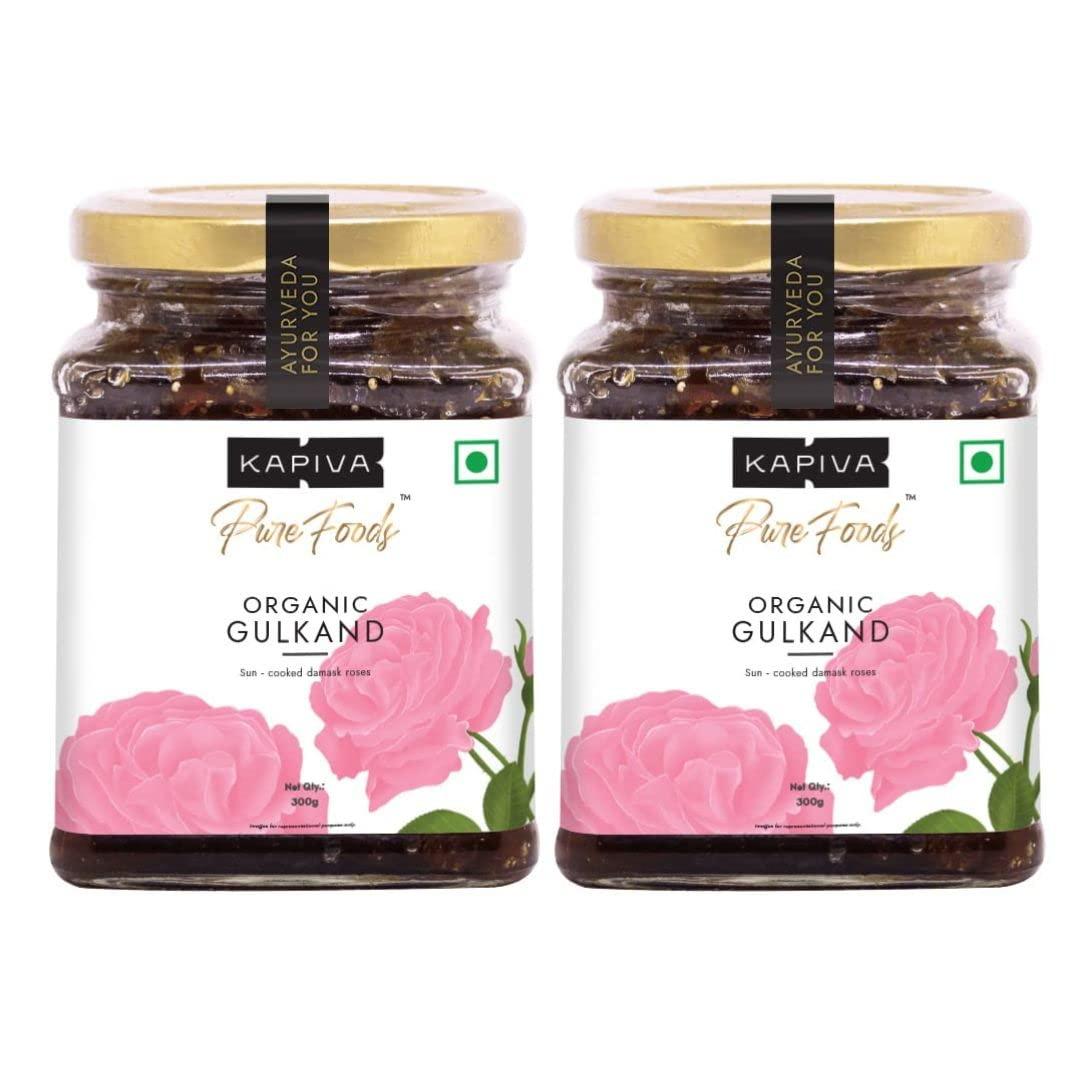 Kapiva Kapiva Organic Gulkand 300gms (Rose Petal Jam) | 100% Natural | Sun-Cooked Damask Roses - Super Saver Pack of 2
