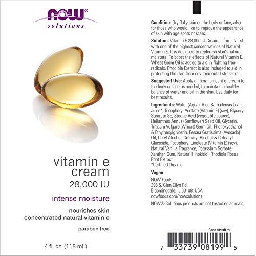 NOW NOW Vitamin E Cream 28,000 IU, 4-Ounce