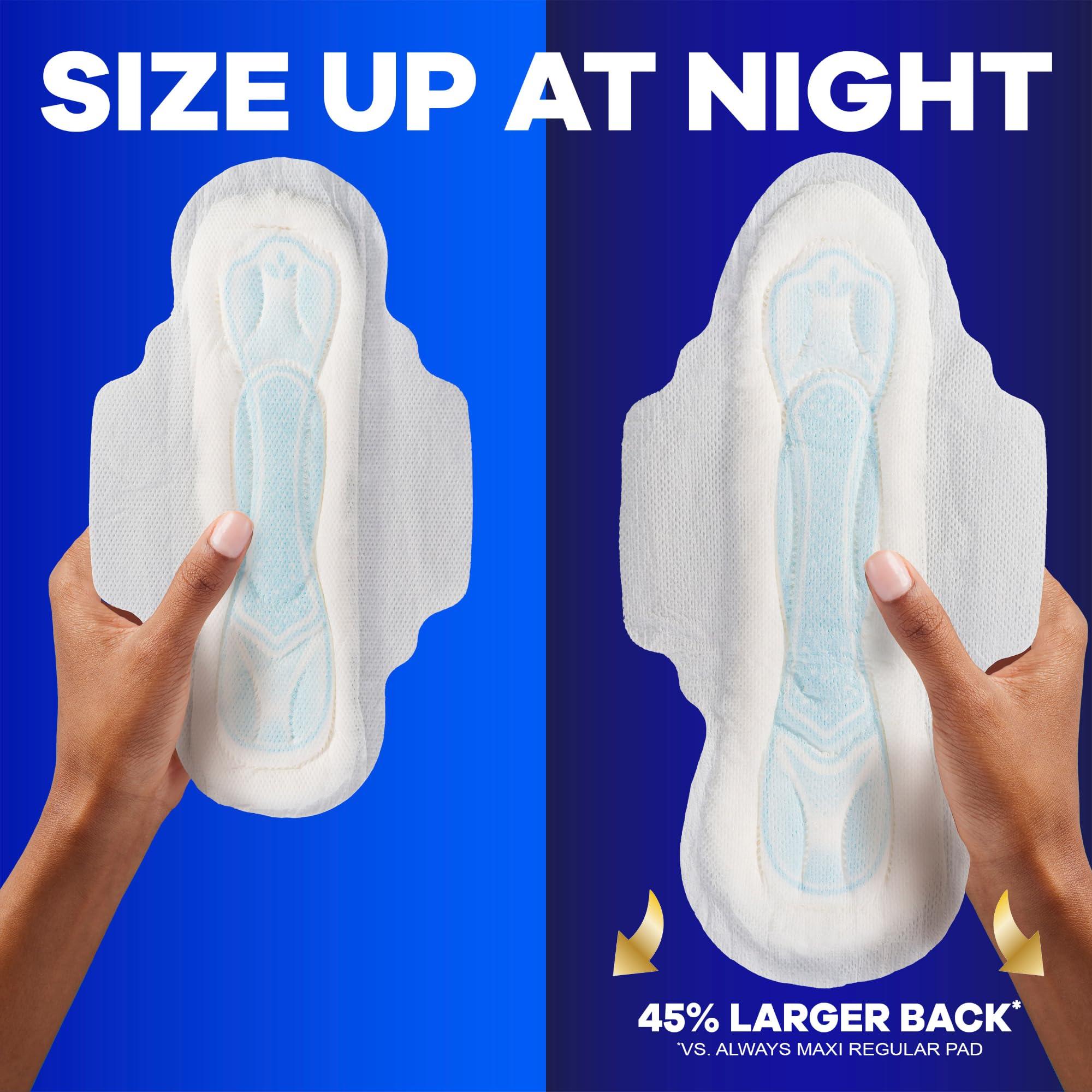 Always Always Maxi Pads Overnight W/Flexi-Wings Unscented, 33 Count