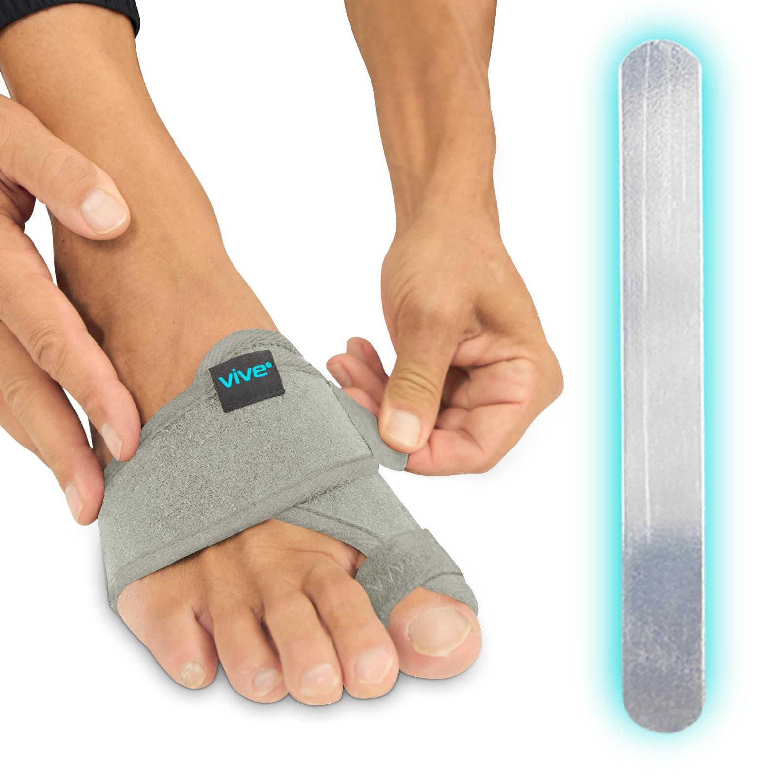 VIVE Vive Bunion Brace (Pair) - Big Toe Corrector Straightener with Splint - Hallux Valgus Pad, Joint Pain Relief, Alignment Treatment - Orthopedic Sleeve Foot Wrap Support for Men and Women (Gray)