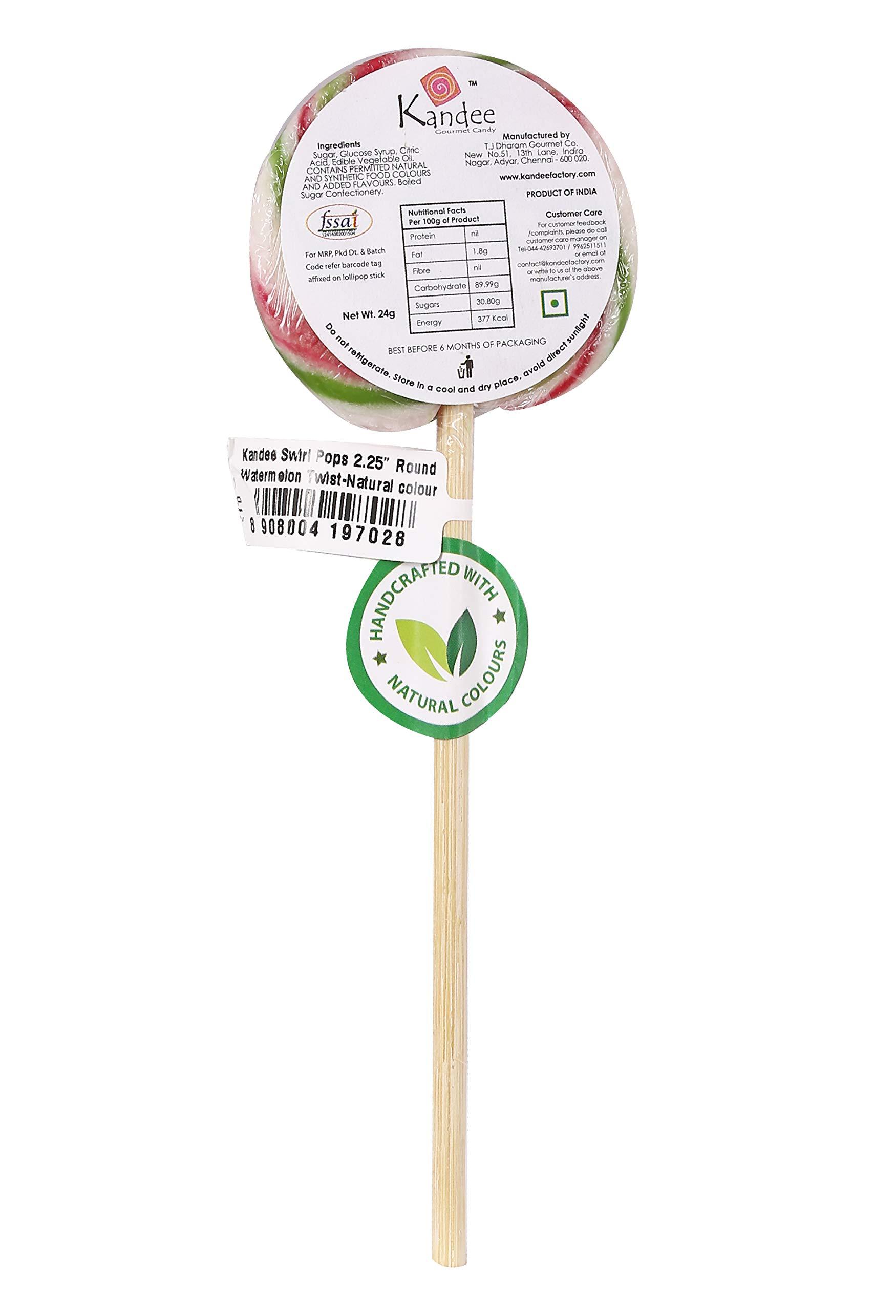 Kandee Kandee Factory Twist Swirl Pops (Pack of 6 pcs - 2.5 Inch) | Delicious Watermelon Flavor | Candy/Lollipops | Vegetarian With No Artificial Colors | No Added Preservatives | Candee For Kids