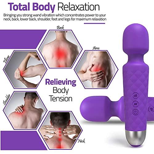 FEGSY FEGSY Full Body Massager for Women & Men, Rechargeable Wireless Massager Machine for Pain Relief, Handheld Massager with Medical Grade Silicone, 8 Speeds, 20 Modes - Black