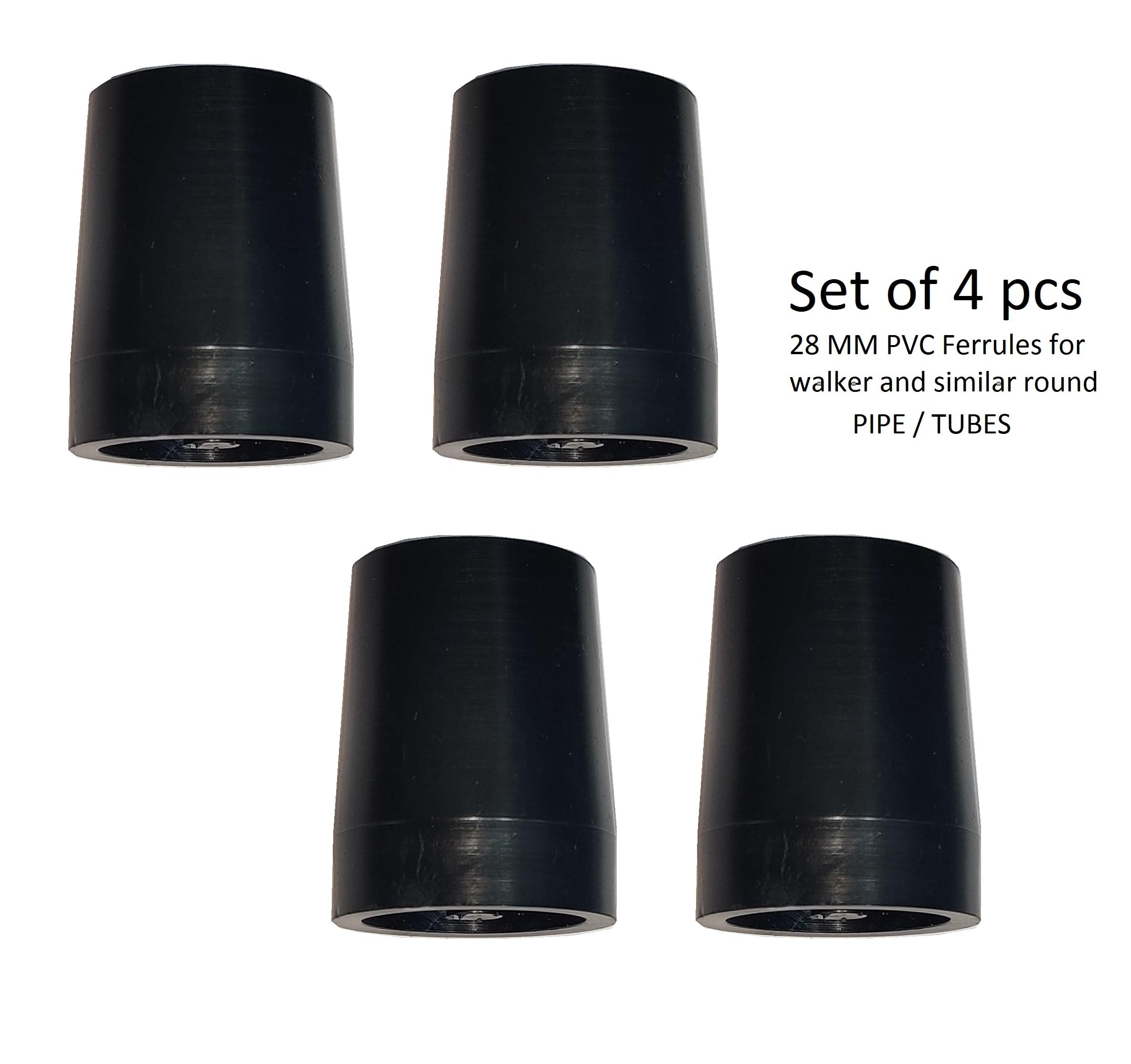 Aaram Aaram Rubber Ferrule Shoes, 28mm Replacement Rubber Ferrule Shoes for Walker, patient medical walker, Rubber Ferrule Shoes with Metal Inserts, Durable Rubber Ferrule Shoes for Walkers, Eco-Friendly Ferrule Tips for Mobility Aids