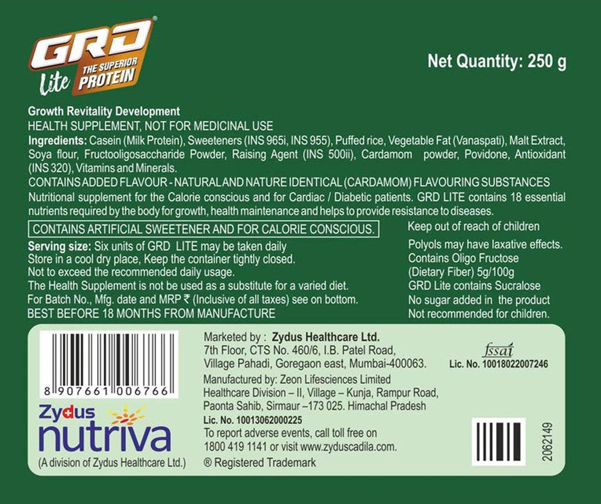 GRD GRD Bix Superior Protein Healthy Diskettes, Tasty Biscuits (Vanilla) & GRD Lite Superior Protein Diskettes, Tasty Sugarless Biscuits (Cardamon) - 250g Each, Pack of 2
