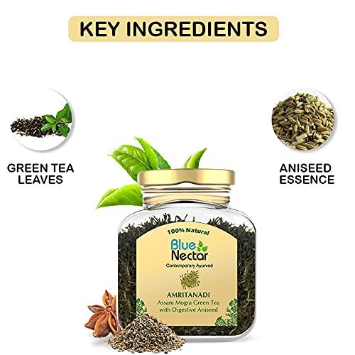 Blue Nectar Blue Nectar Amritanadi Assam Loose Green Tea Leaves (50 Gm + 15 Gm Free|30-33 Cups) (Digestive Aniseed) - 65 Gram