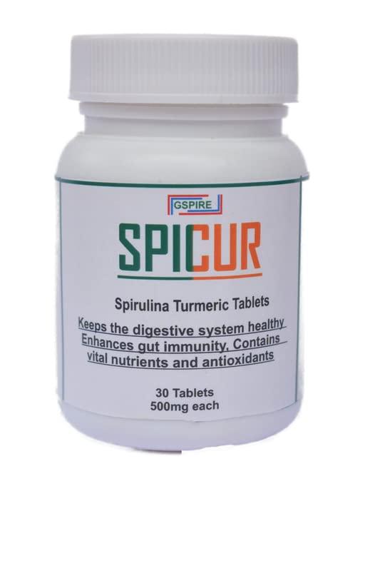 SPICUR Spicur Immune Booster Digestive Health Spirulina Turmeric Tablets (500mg/Tablet)Pack Of 4