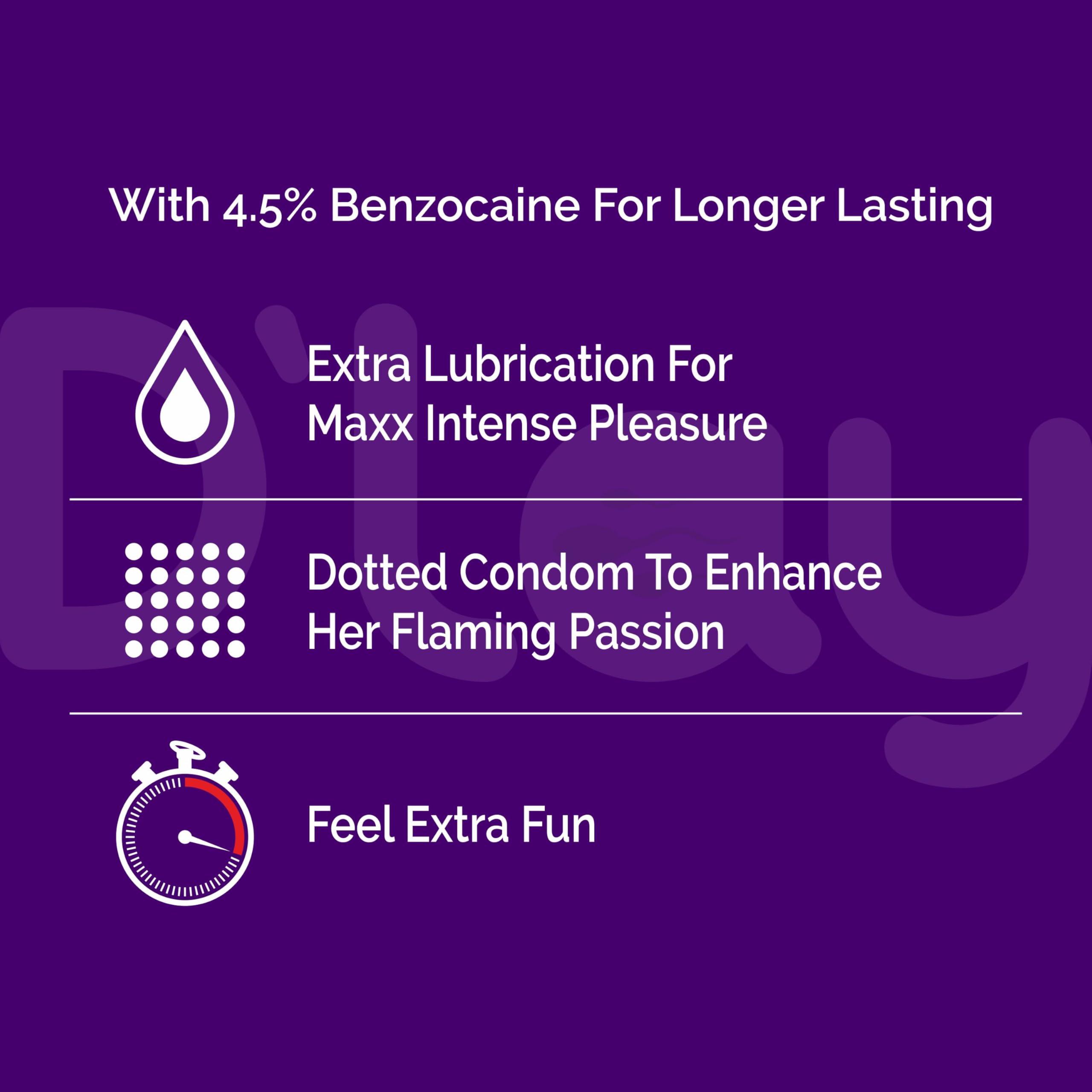 D\'lay D\'lay Dotted Real Feel Condoms for Men | Ultra Soft | For Extra Pleasure and satisfaction | Long Lasted, Lubricated | Mint Flavour Condoms - 10 (Pack of 5)