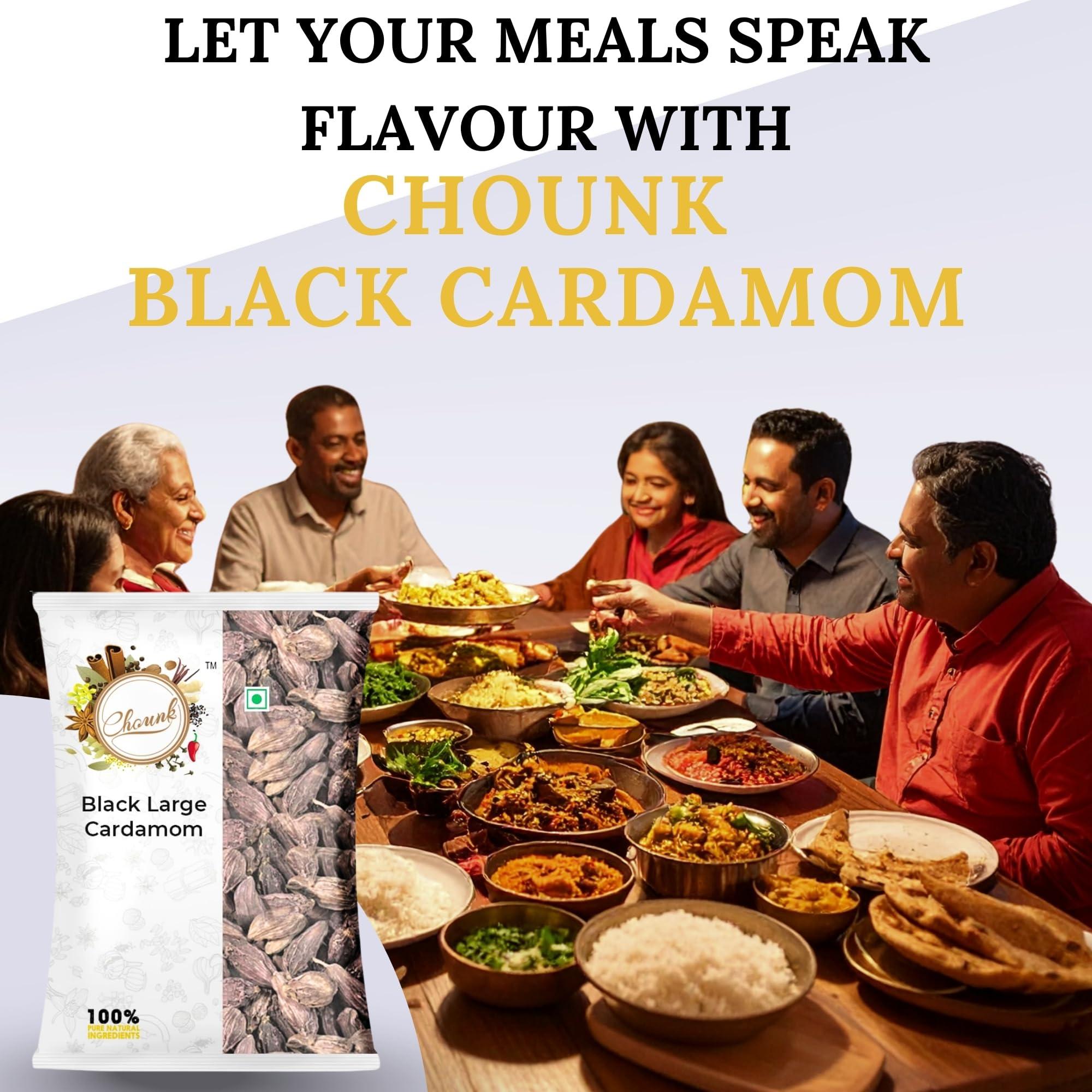 Chounk Chounk Black Large Cardamom, 800 Grams | Badi Elaichi | Preservative Free | Sabut Elaichi | Kali Elaichi | Moti Elaichi | Black Cardamom