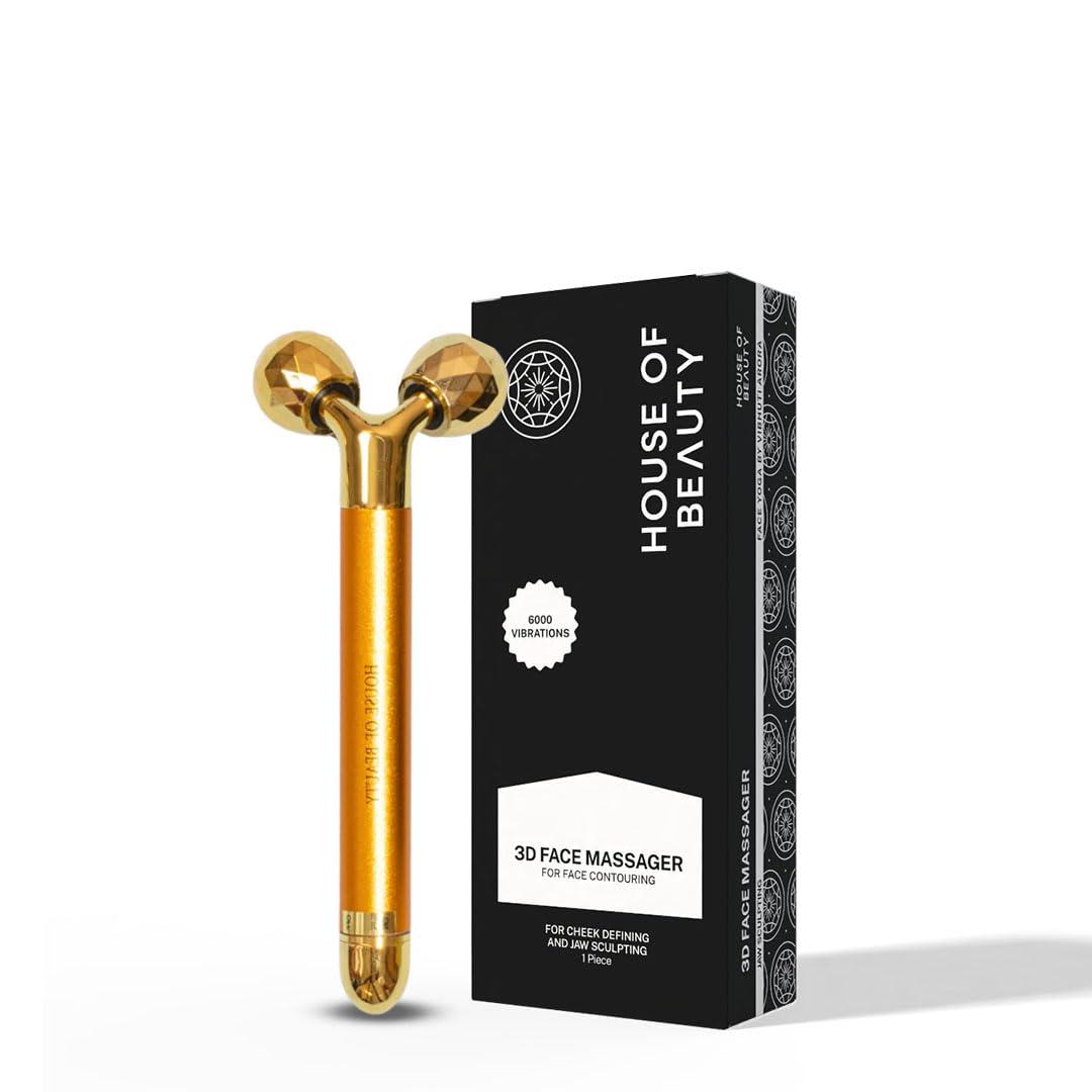 HOUSE OF BEAUTY House of Beauty 3D Face Massager Beauty Bar, Y-shaped Roller - Combination Sculptor (Golden)