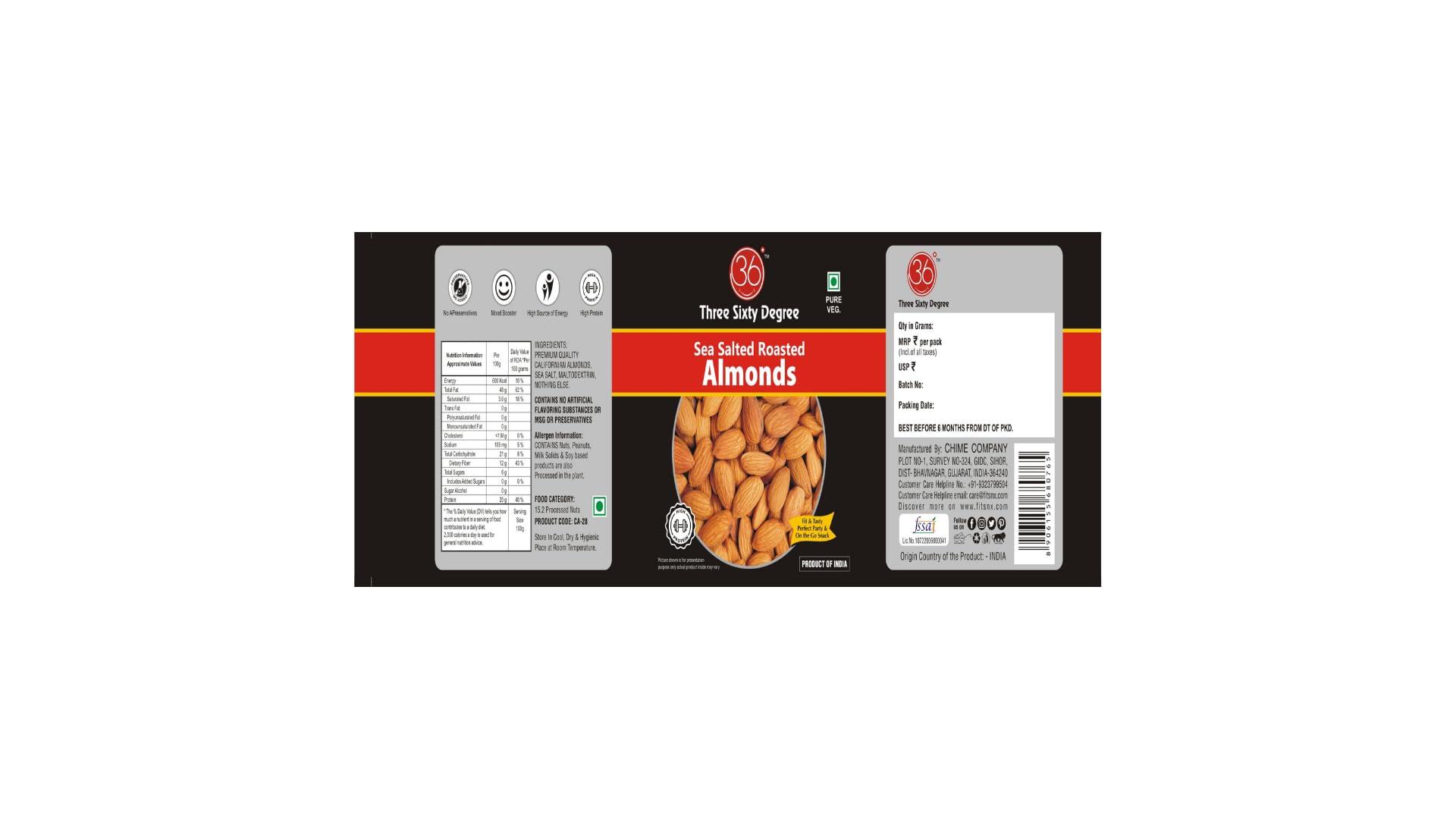 360 Three Sixty Degree 360 Three Sixty Degree Roasted Whole Unsalted Cashews + Salted Almonds 1 K.g (500 Grams x 2) JAR COMBO | Crunchy Badam | Crunchy Kaju | Protein Rich Nutritious and Super Tasty