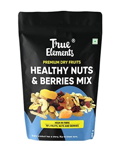True Elements True Elements Healthy Nuts And Berries Mix 200gm - Roasted Dry Fruits | Nuts and Berries | 43% of Premium Cashews & Almonds