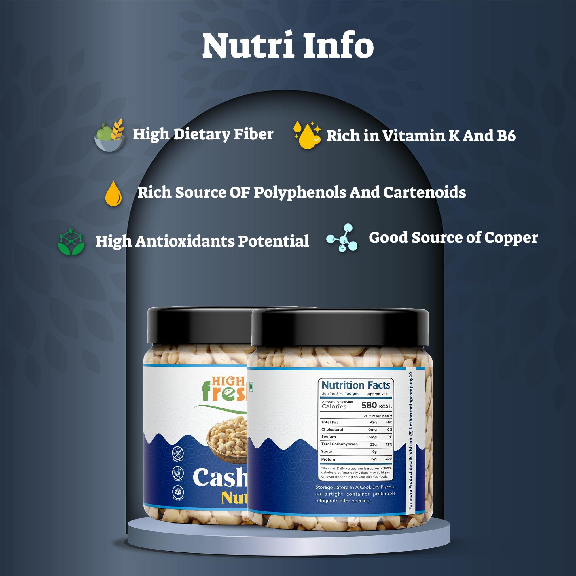 HighFresh HighFresh 100% Natural Premium Whole Cashews 1 kg Value Pack | Whole Crunchy Cashew | Premium Kaju Nuts | Nutritious & Delicious | Healhy Snacks | Gluten Free & High Protein (1)