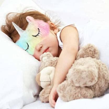 Rockjon Rockjon- Multicolor Soft Plush Unicorn Sleeping Mask Cute Animal Eye Mask Unicorn Horn Plush Blindfold Eye Cover Travel Sleeping Mask Best for Women Girls Pack of