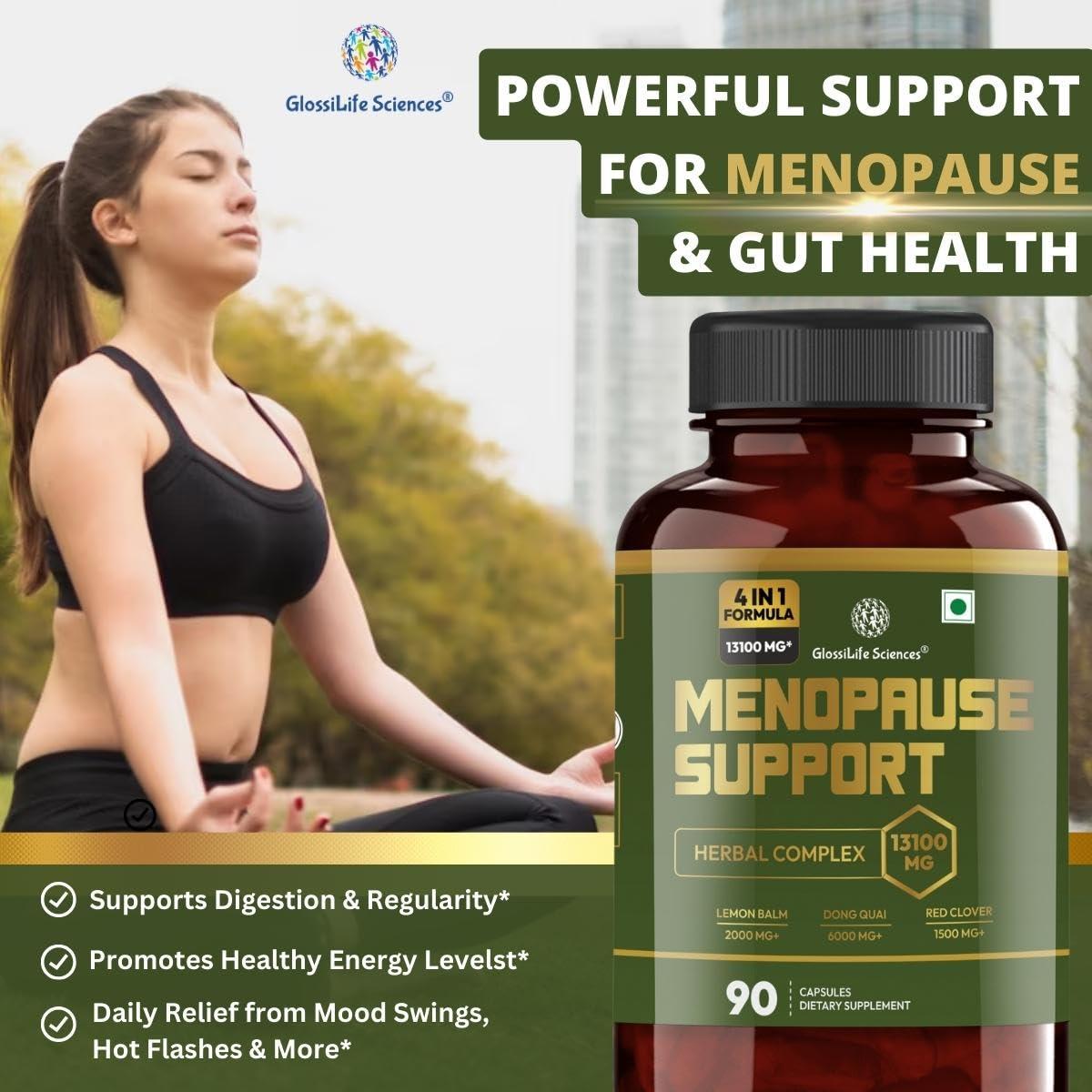 GlossiLife Sciences Menopause Support 4 in 1 Dong Quai Lemon Balm Red Clover Chasterberry