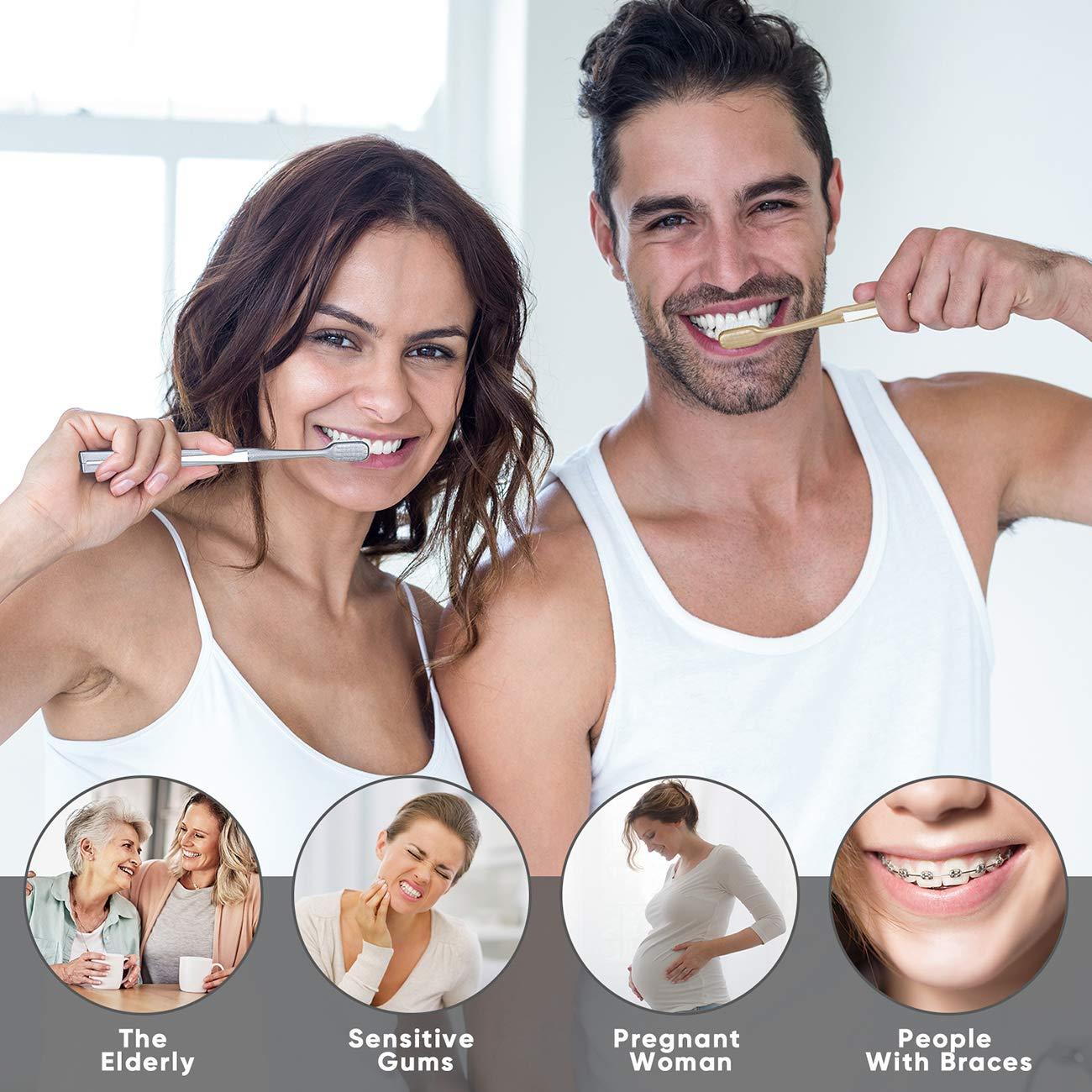 Dr. White Dr. White 10000 Bristle Micro Nano Toothbrush For Sensitive Teeth And Gums Care, Extra Soft Silko Toothbrush For Adults And People With Braces, 4 Count - Manual, White, Black, Gold, Gray