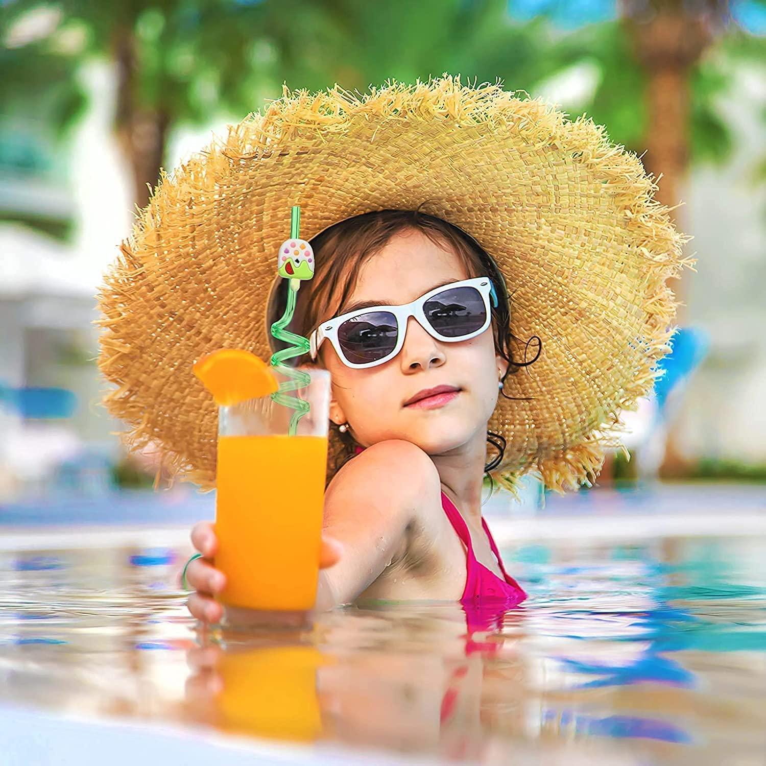 The Loveland The Loveland Curly Reusable Straws 4 PCS Smoothie Drinking Straws Kids/Birthday Party Decorations for Kids Girls (Pack of 4)