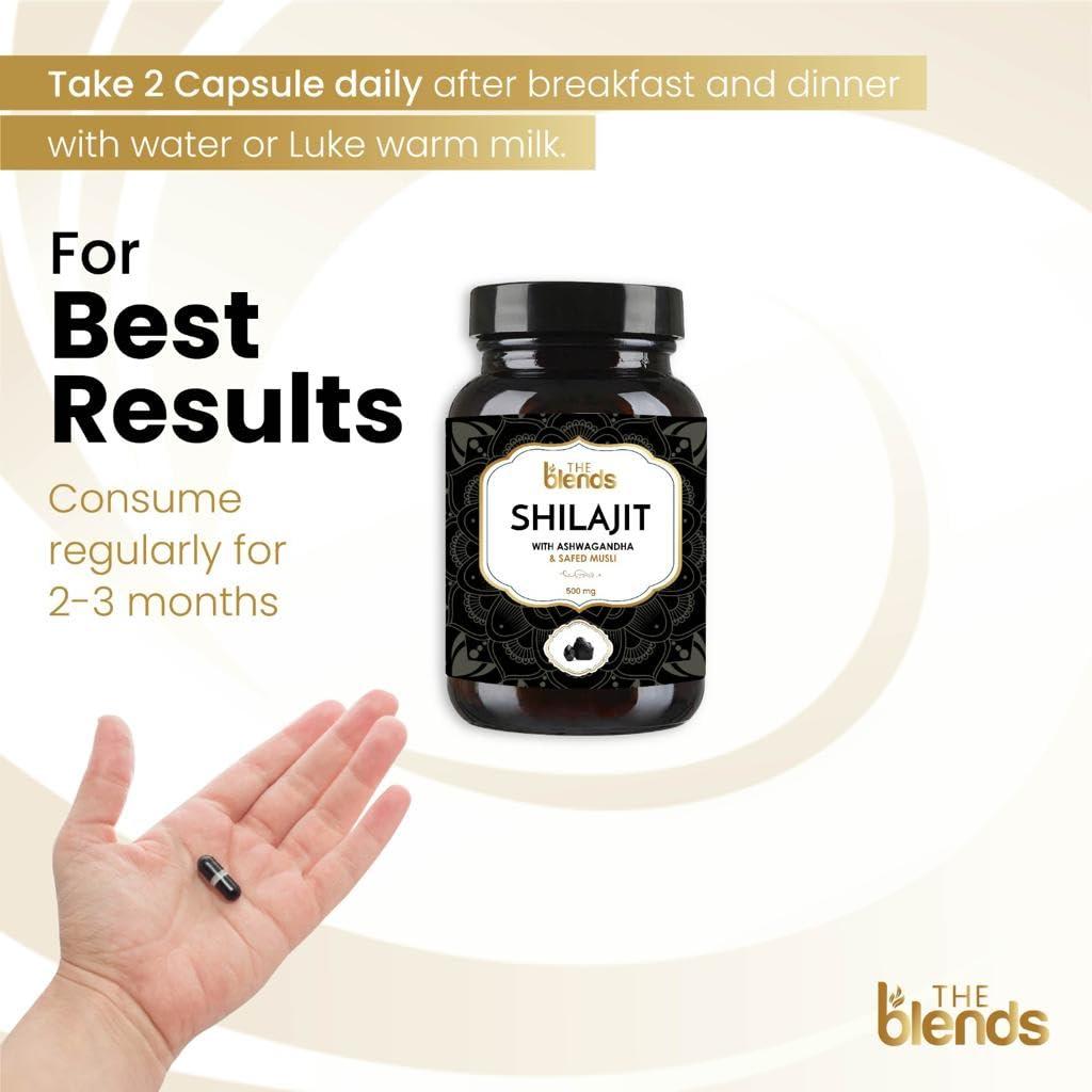 The blends The Blends Shilajit Capsule 500 MG with Ashwagandha and Safed Musli, For Men & Women Pack of 1 (60 Capsule)
