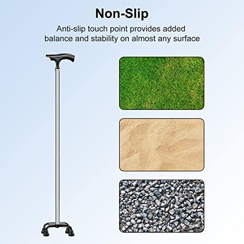 supregear supregear 4pcs Quad Cane Tip, Non-Slip Rubber Cane Tip Extreme Grip Heavy Duty Cane Replacement Rubber Foot for 1/2 Inch Diameter Standard Walking and Standing Stick Accessory, Black