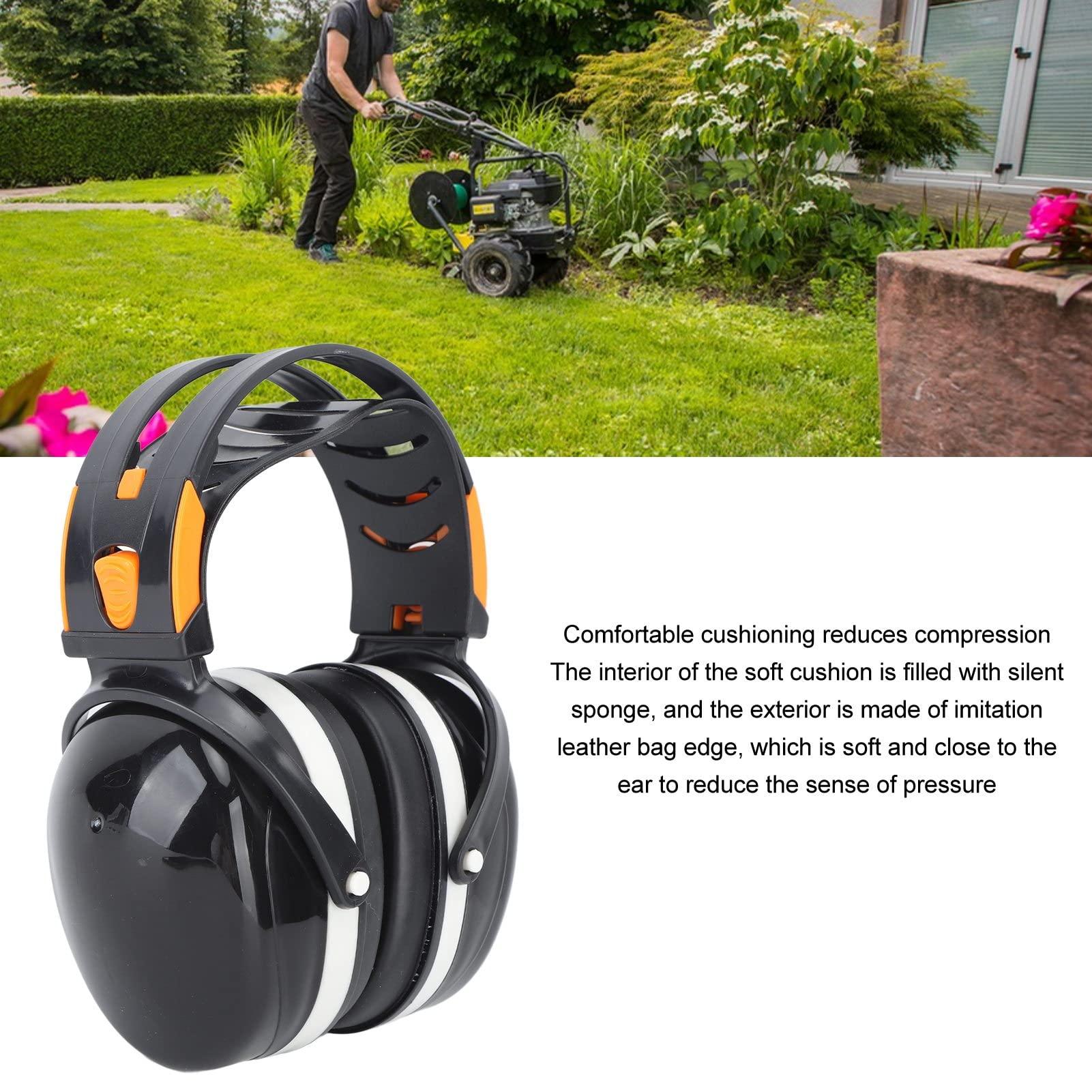 EXCLUZO EXCLUZO Hearing Protection Ear Muff, Lightweight ABS Noise Reduction Earmuffs 360 Degree Rotation Double Layer Headband for Mowing (Black White)