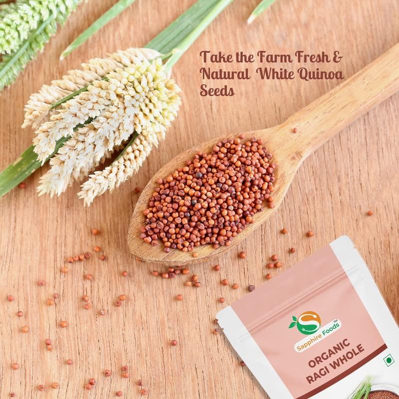 SAPPHIRE FOODS SAPPHIRE FOODS Edible Ragi Seeds Grain Whole (Finger Millet Sabut Nachni Ragulu Kezhvaragu Mandua) Grown Without Using Chemicals and Pesticides Raagi (1kg)