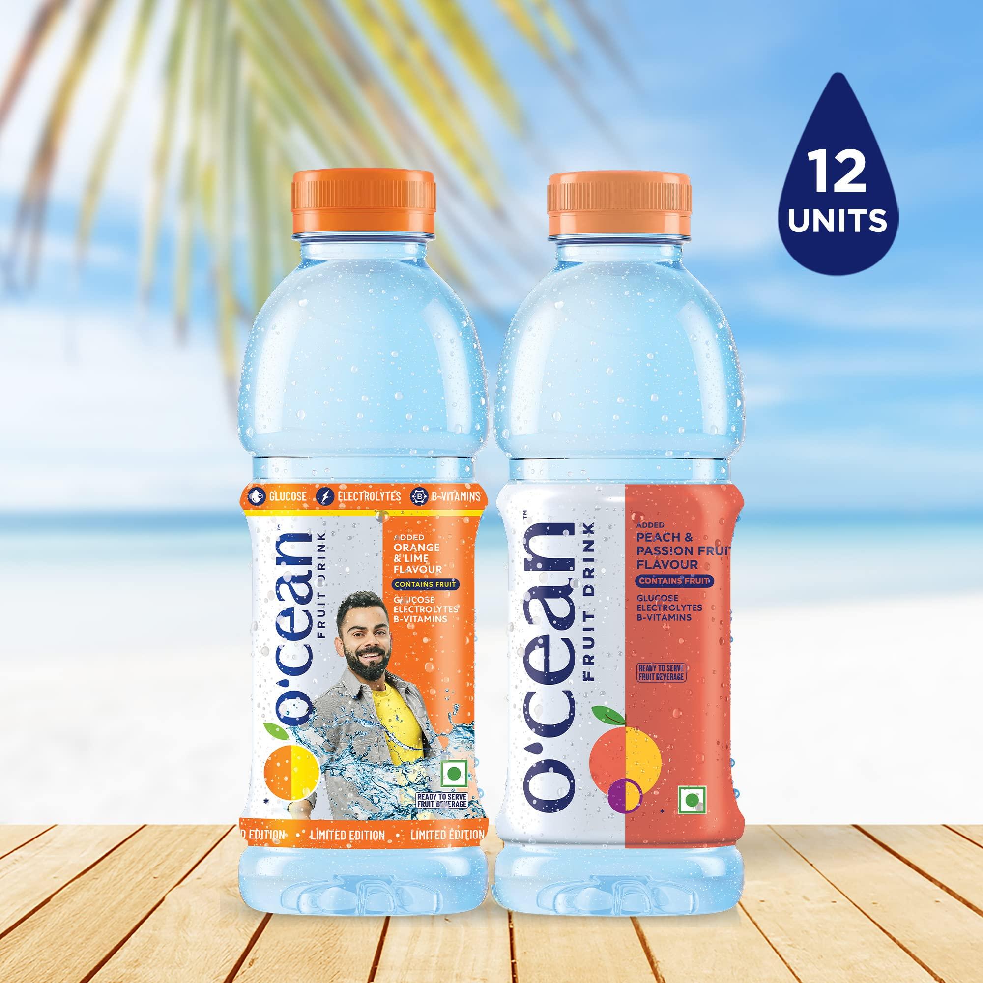 O'CEAN Ocean Fruit Drink Peach & Passion 500 ML (Pack of 6) and Orange & Lime Fruit Flavour 500 ML (Pack of 6)