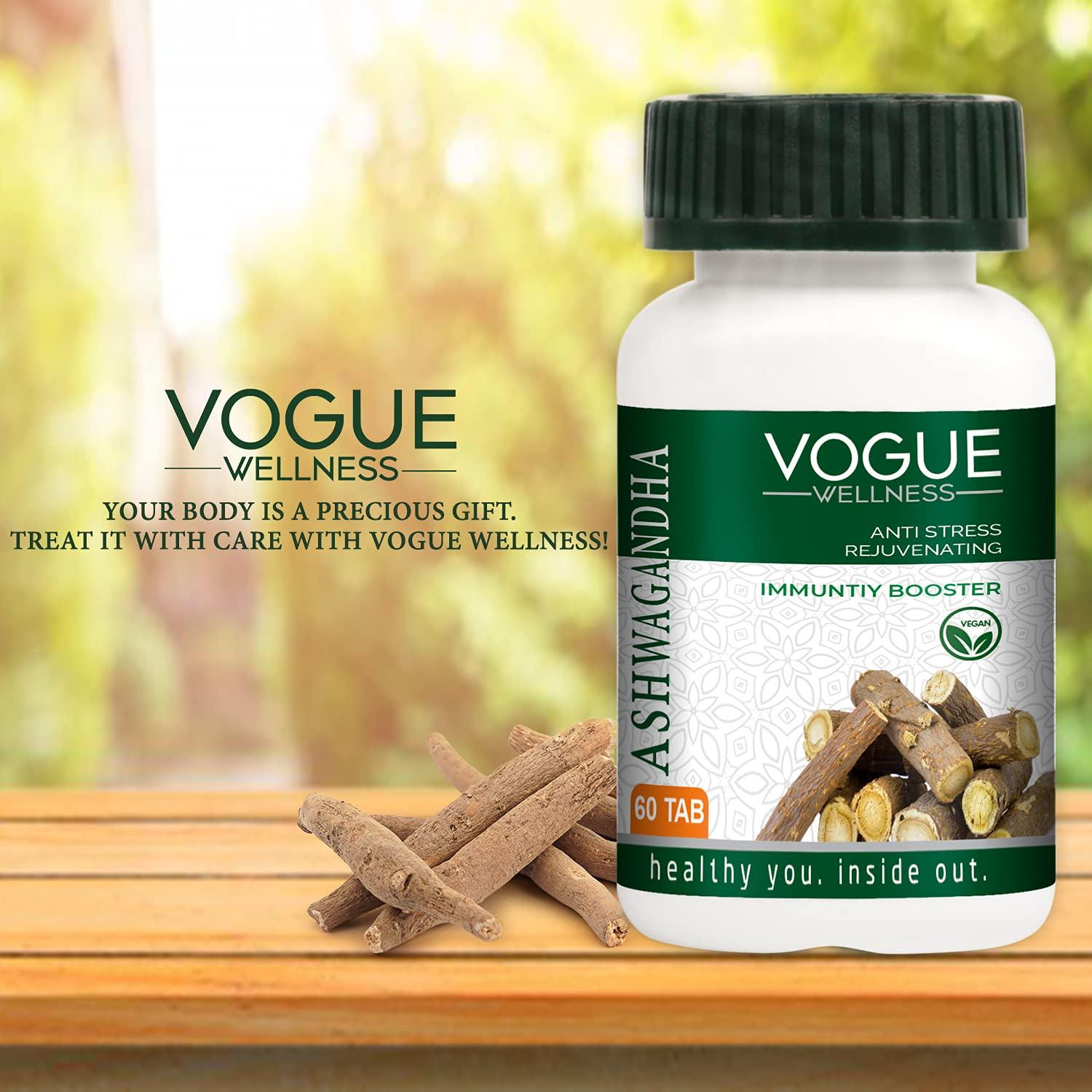 Vogue Vogue Wellness Ashwagandha Tablet for Anti Stress Rejuvenates Body & Immunity Booster Tablets - 60 Tablets-pack of 3