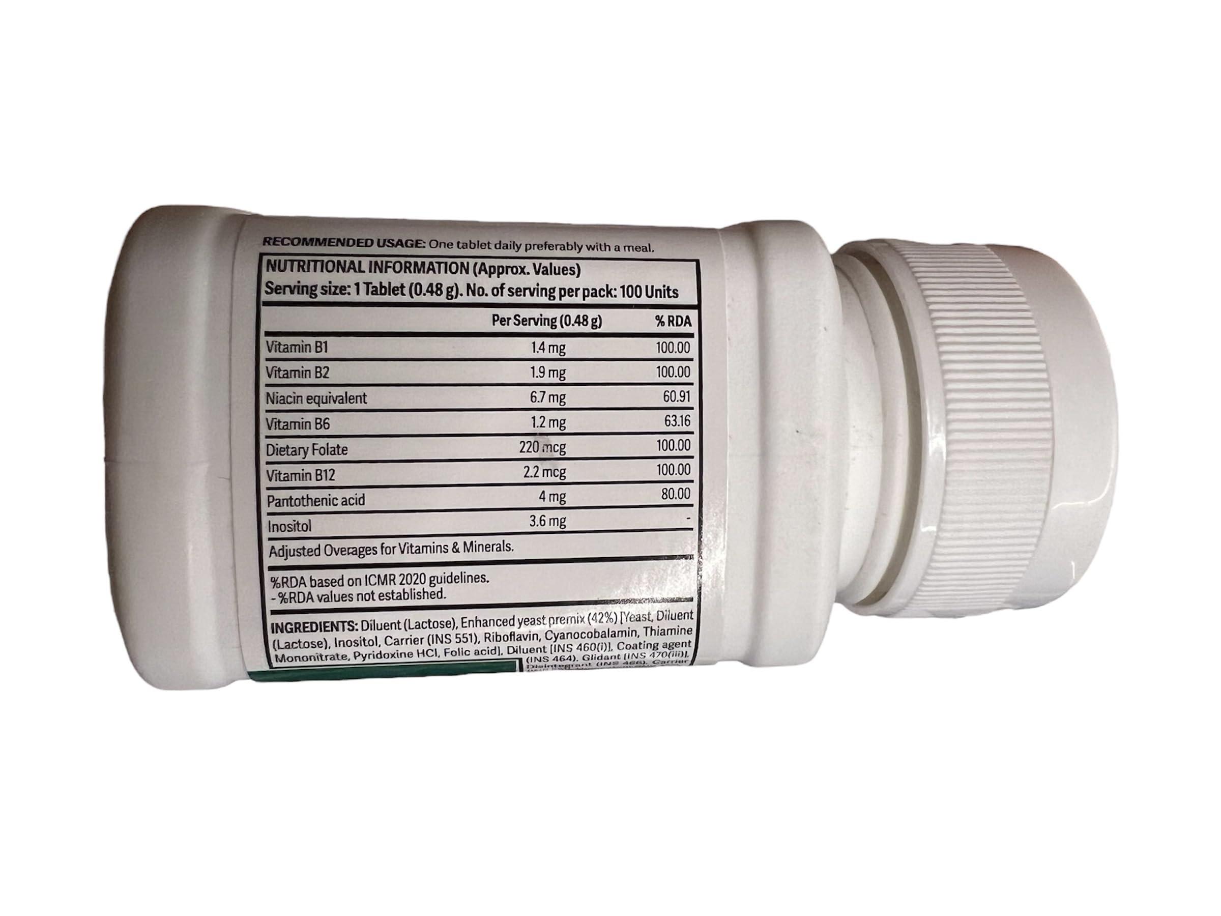 PUPHE nutrlite natural B with yeast plus Vitamin B 100 tablets NEW Packing New MFD New MRP